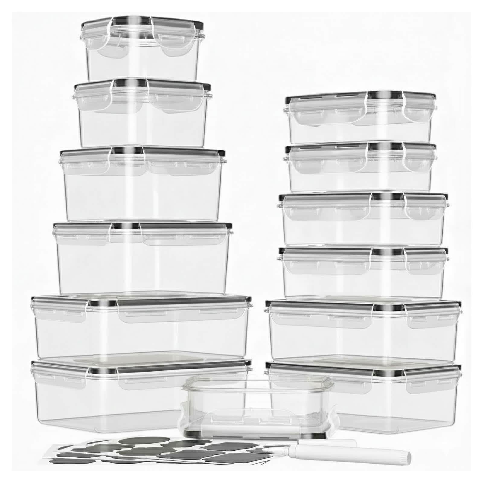Etokfoks 36 Piece Airtight Food Storage Container Set BPA Free Pantry and Kitchen Organization with 18 Containers #LET1201F03