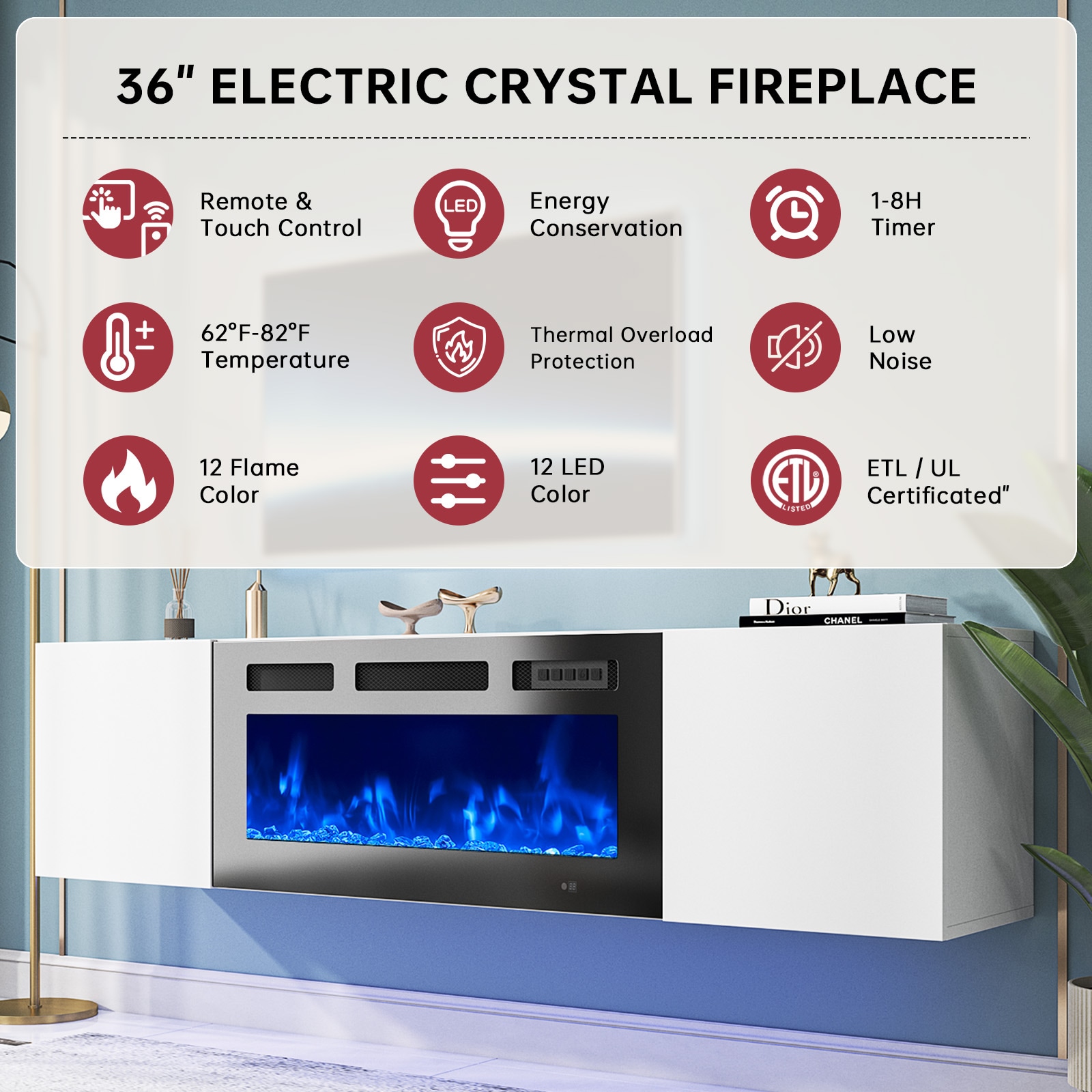 AOXUN AX-30270W Electric-Fireplaces - View #5