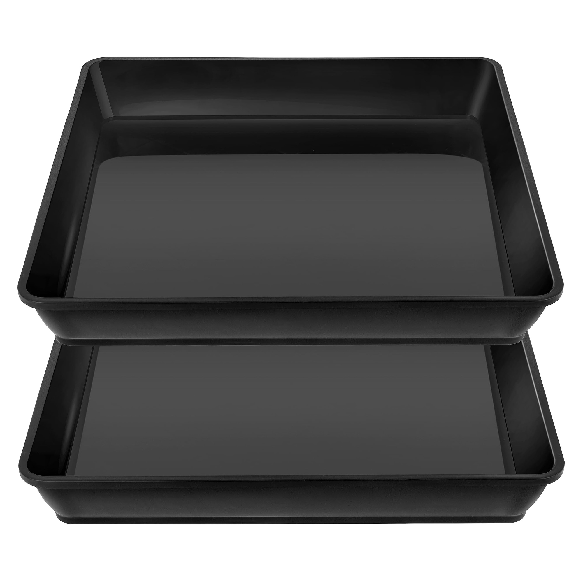 Aoibox -  14 in W x 2 in H Black Plastic Indoor Outdoor Square Plant Saucer 2 Pack Plant Saucers ...