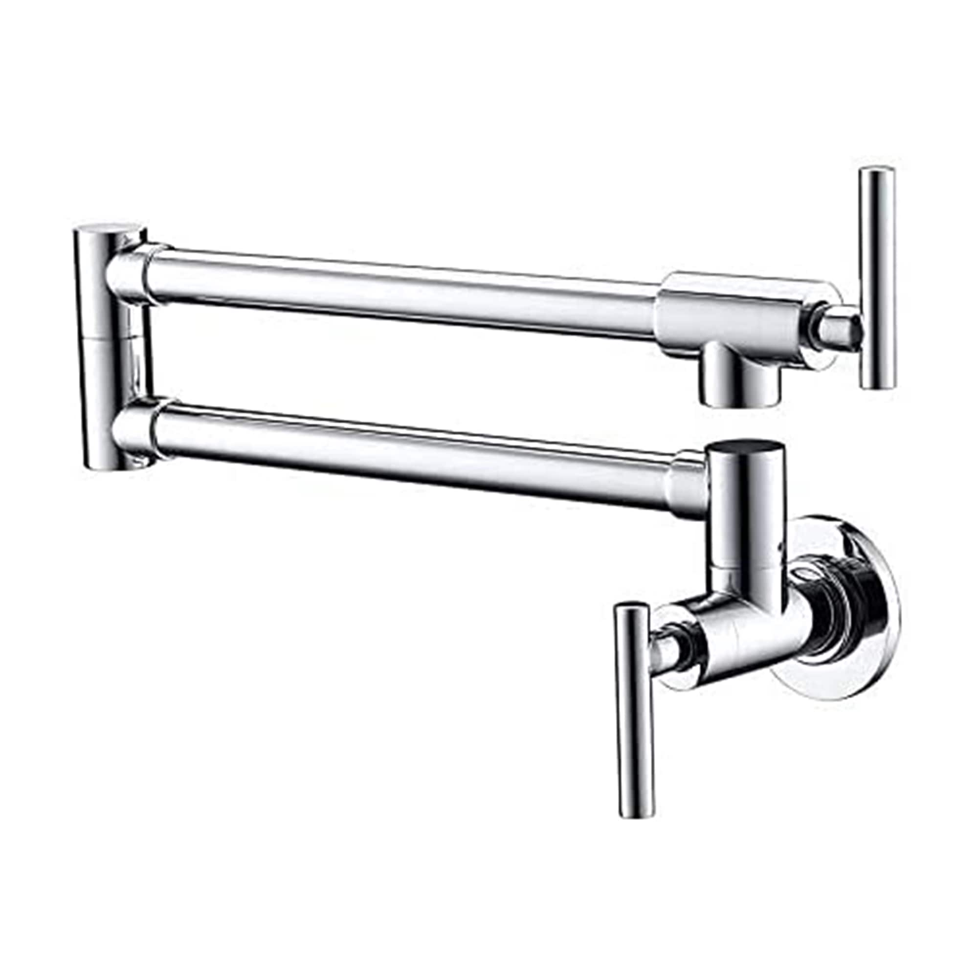 Forious Chrome Double Handle Wall Mount Pot Filler Kitchen Faucet With Sprayer Ll01003ch At 1302