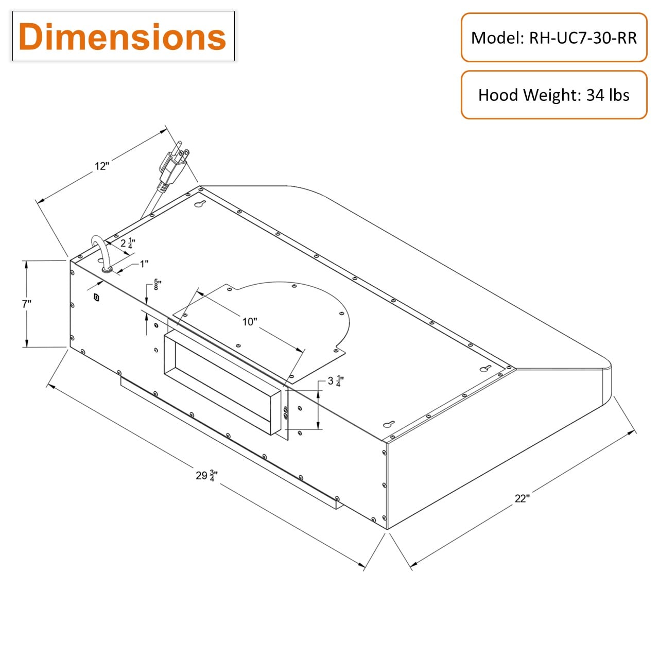 Awoco RH-UC7-30-RR Undercabinet-Range-Hoods - View #7