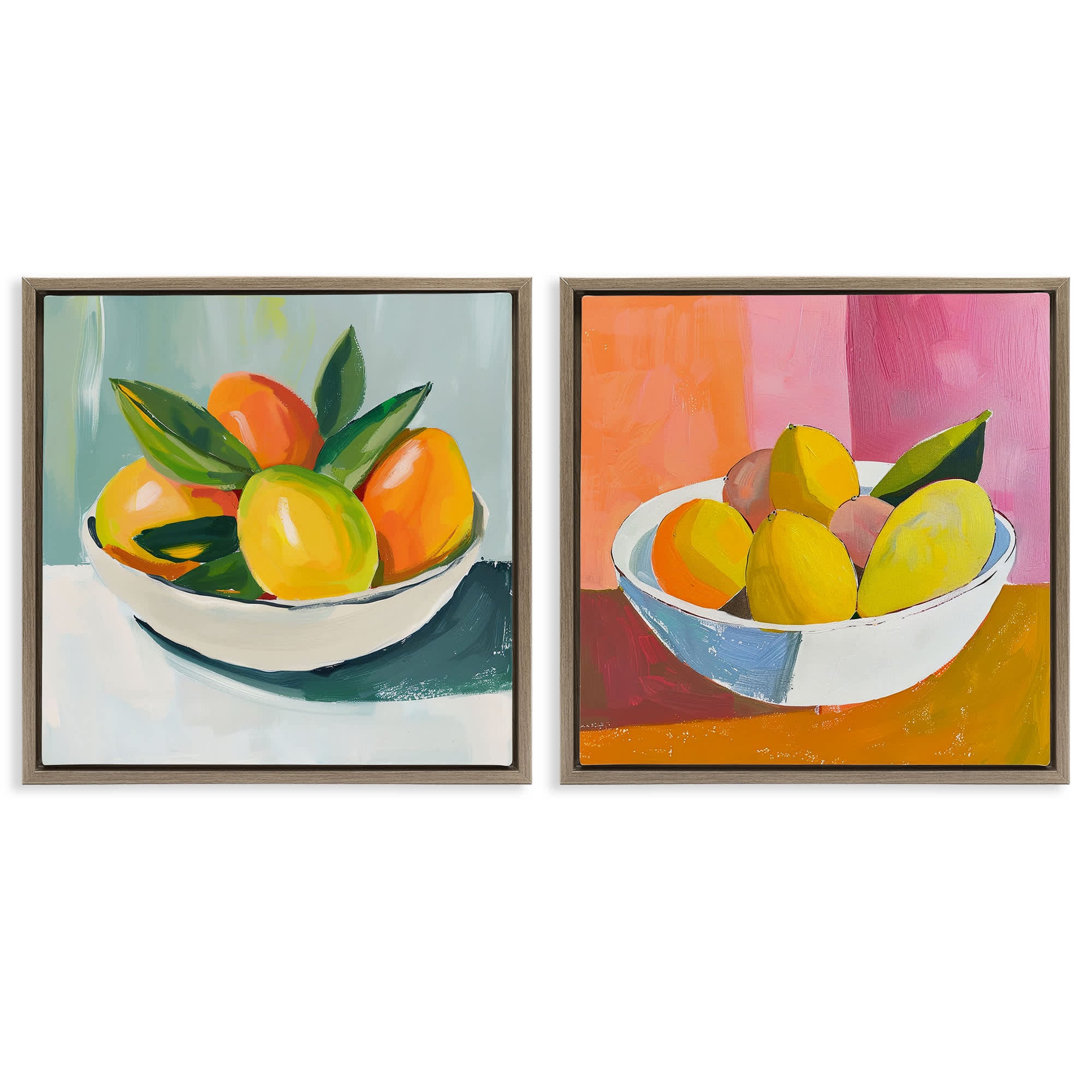 Stupell Industries B2-753-FFE-2PC-17X17 Fresh Fruits in Bowl 2pc Floating Frame Set design by Walker Noble