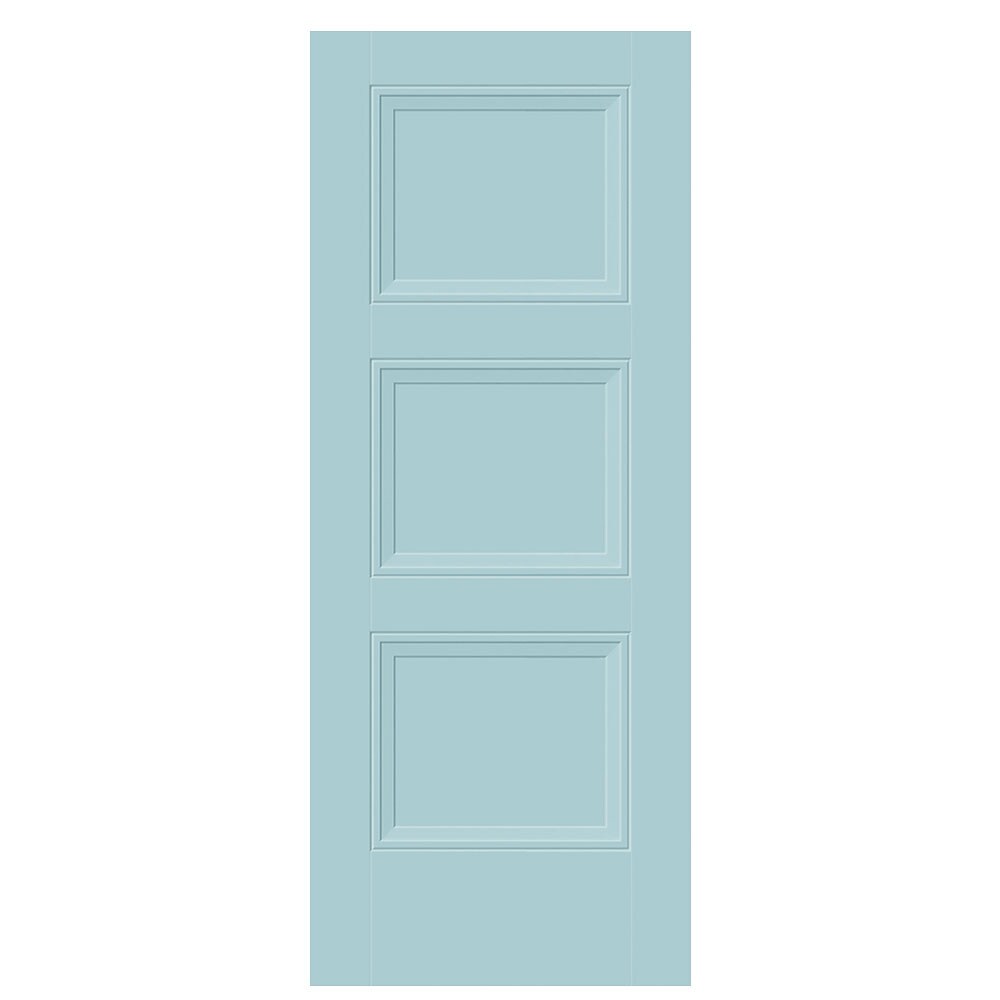Masonite 1573255 Livingston 32-in x 80-in SeaMist 3-panel square Smooth Solid core Prefinished Molded composite Slab Door
