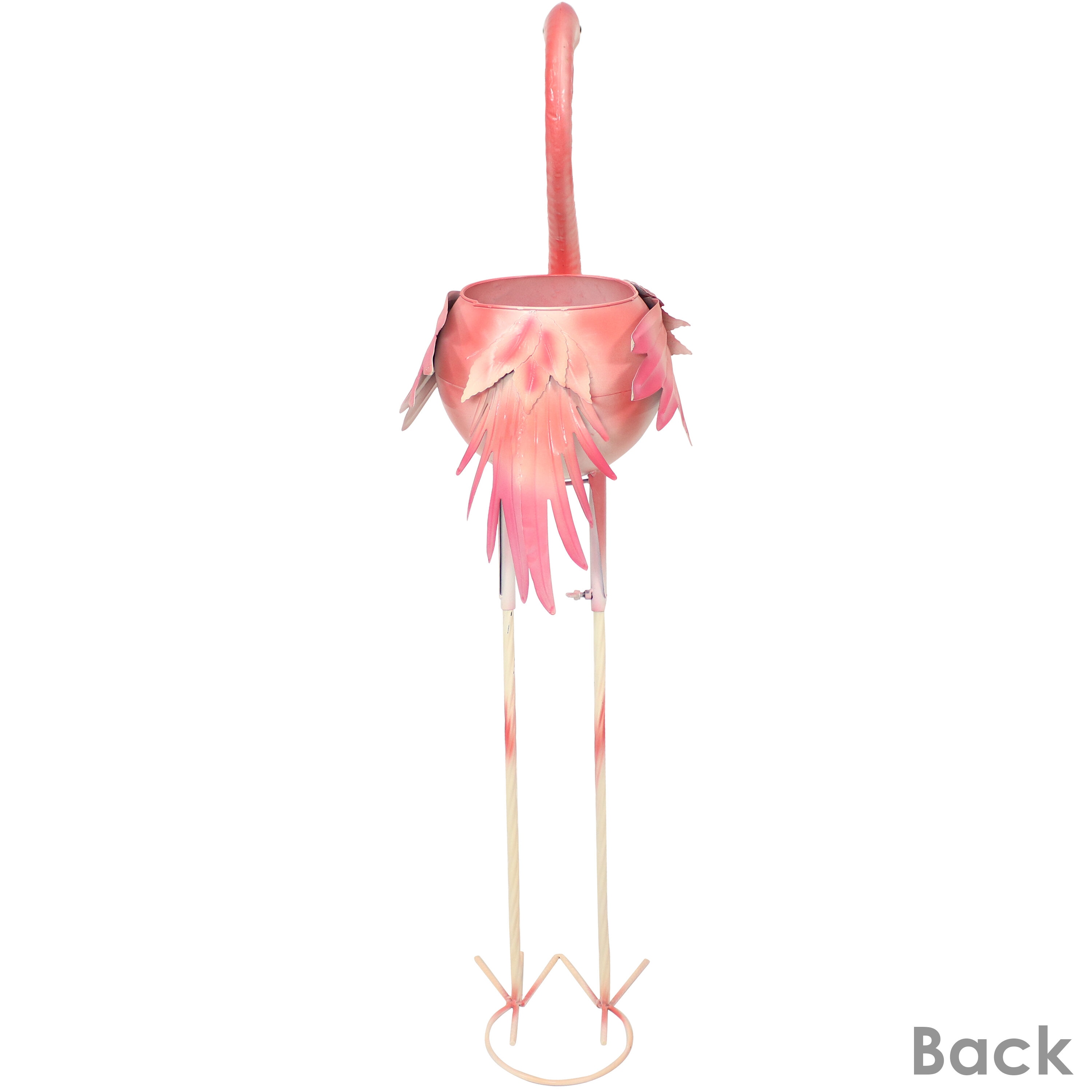 Sunnydaze 36" Pink Metal Flamingo Garden Statue with Planter