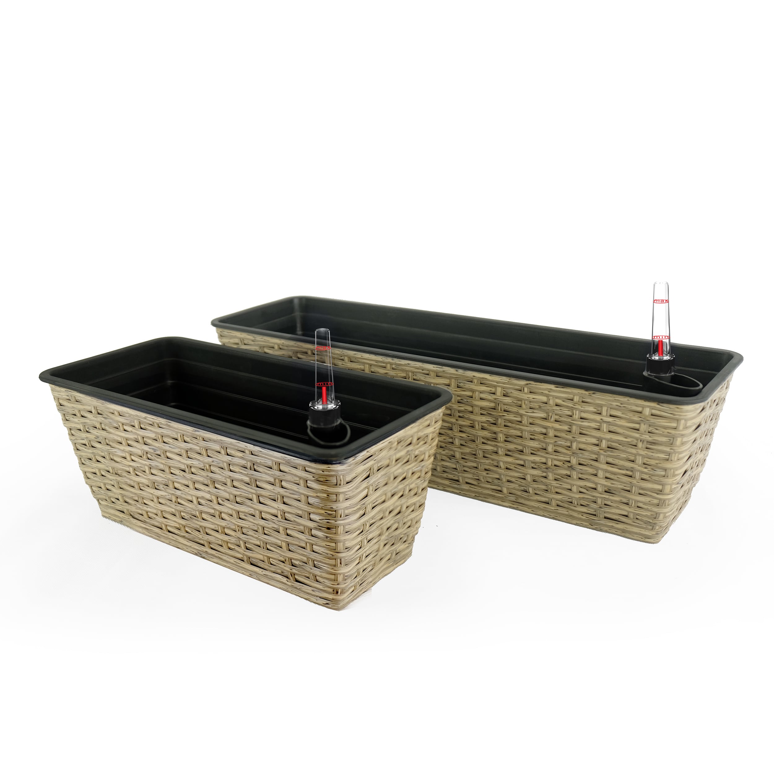 Kahomvis DTY-QPB0-633 Rectangle 7.1-Inches W Large Brown Wicker Indoor/Outdoor Planter with Self Watering