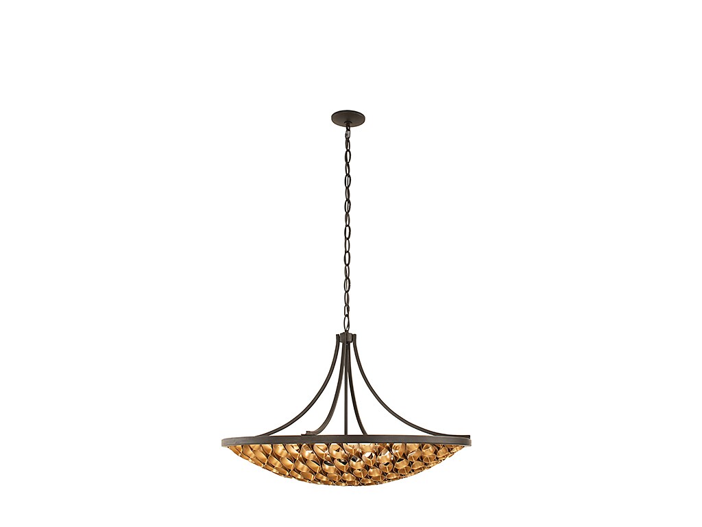 Ventura 8-Light Matte Black and Gold Mid-Century Modern Pendant