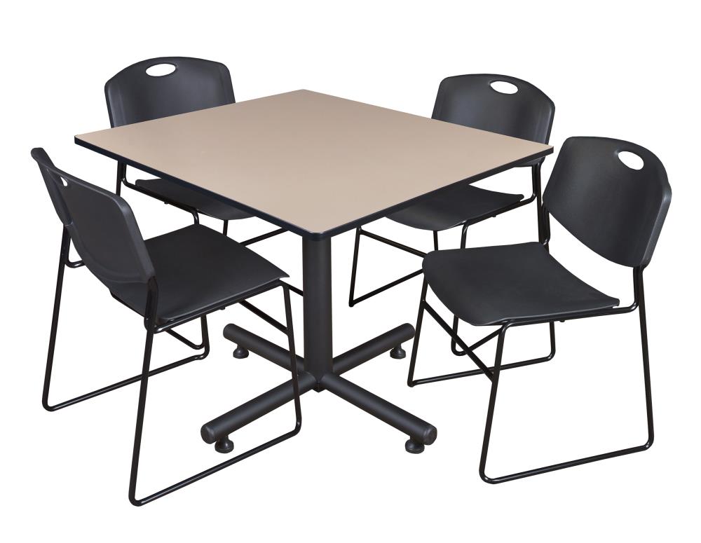 Regency TKB4848BE44BK Breakroom Off-white 4-Person Training Table (48-in W x 29-in H)