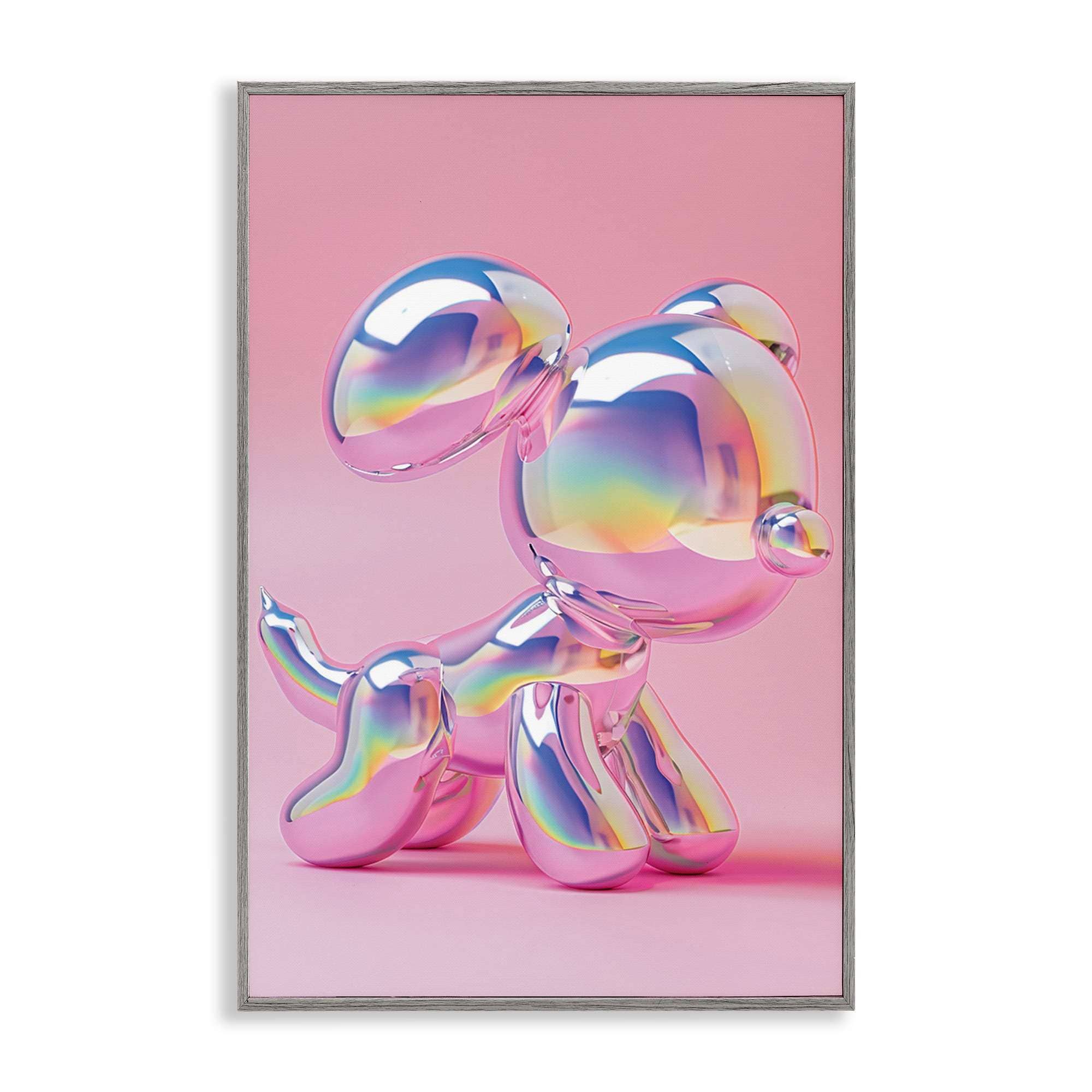Stupell Industries BT-673-GFF-12X18 Pink and  Iridescent Trendy Dog Framed Giclee design by LSR Design Studio