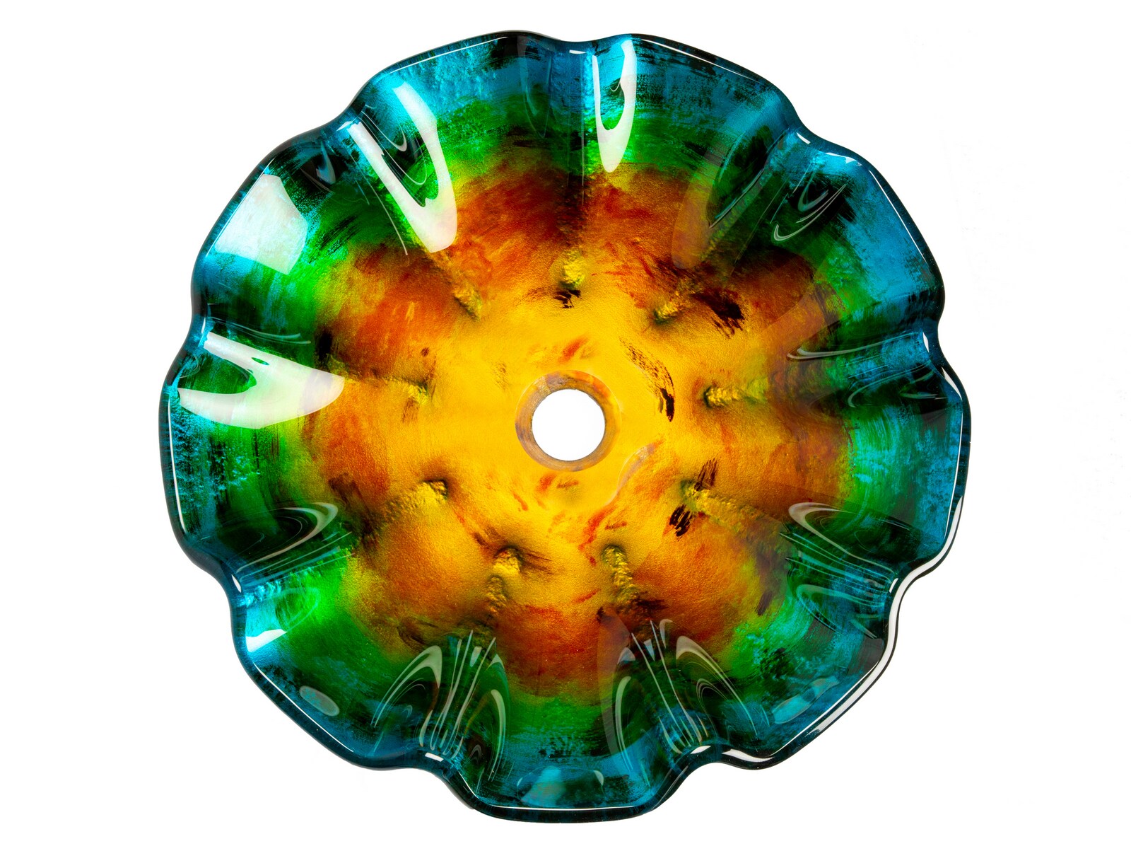 18'' Multicolor Hand-Painted Glass Vessel Sink