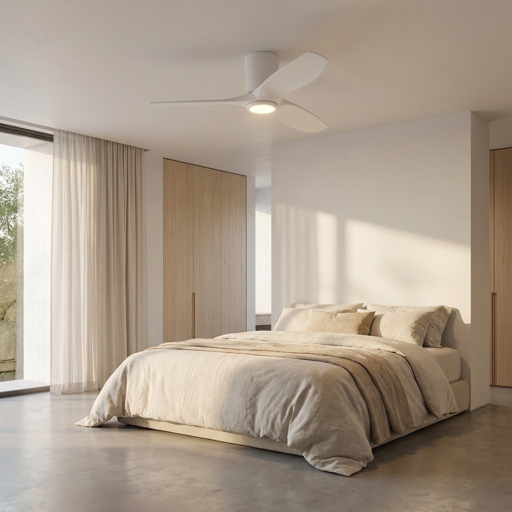 Generation Lighting Seyra 44-in Matte White LED Covered Outdoor Flush Mount Ceiling Fan With Light and Remote Control Included Sansujyuku sansujyuku.com