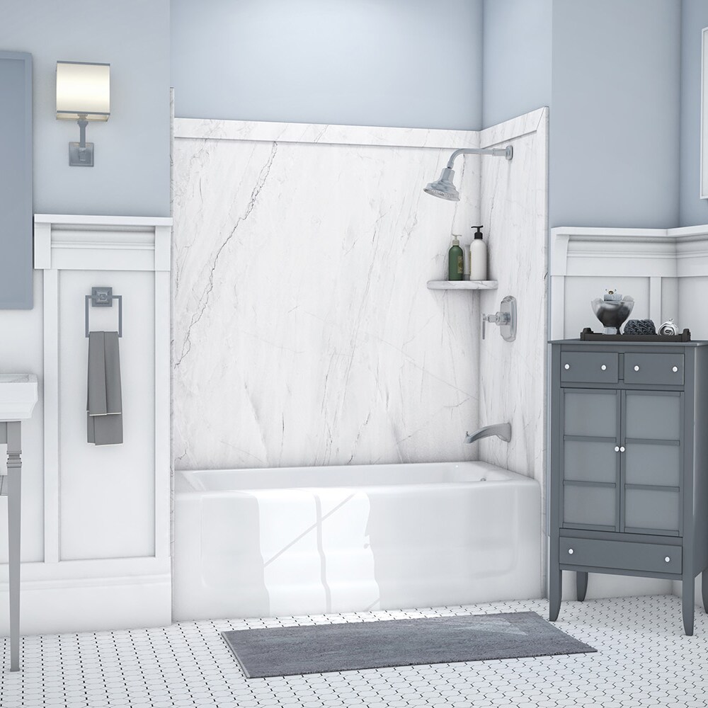 FlexStone Elite 60-in L x 32-in W x 60-in H Oyster 3 -Piece Glue Up Bathtub wall panel kit