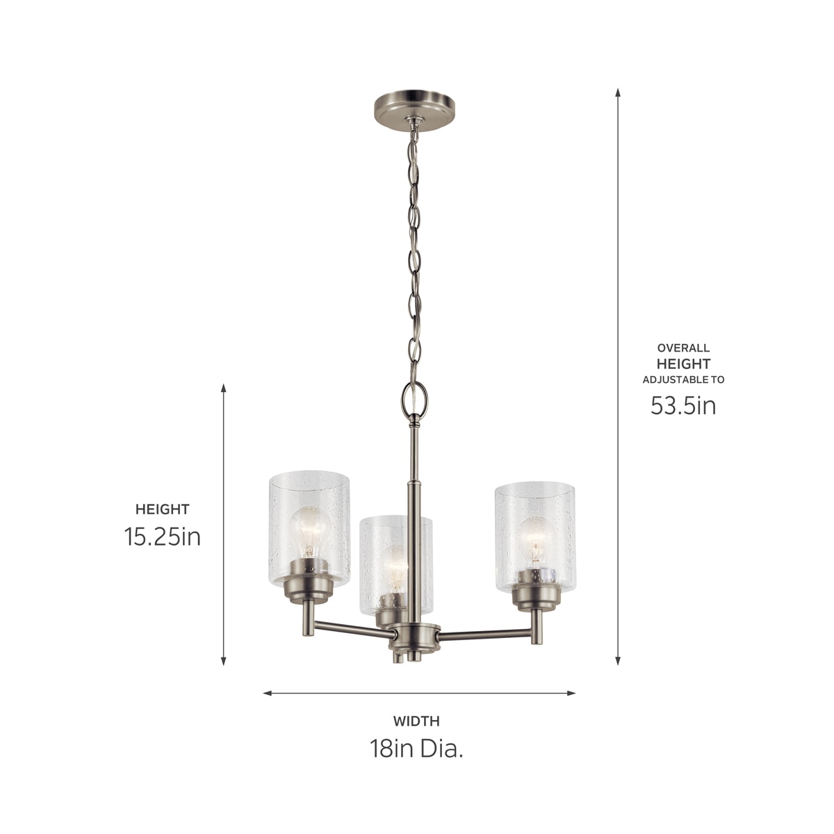 Winslow 18" Brushed Nickel Mini Chandelier with Clear Glass