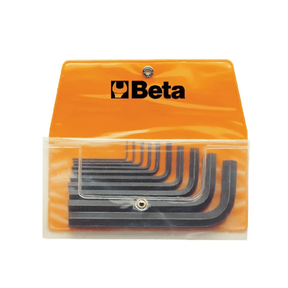 Beta 11-Piece L-Shaped Hex Key Set with Case - Standard (SAE) Sizes 1/20 to 3/8 - Black Oxide Finish - Corrosion Protection - Snap Closure Pouch -  000960749
