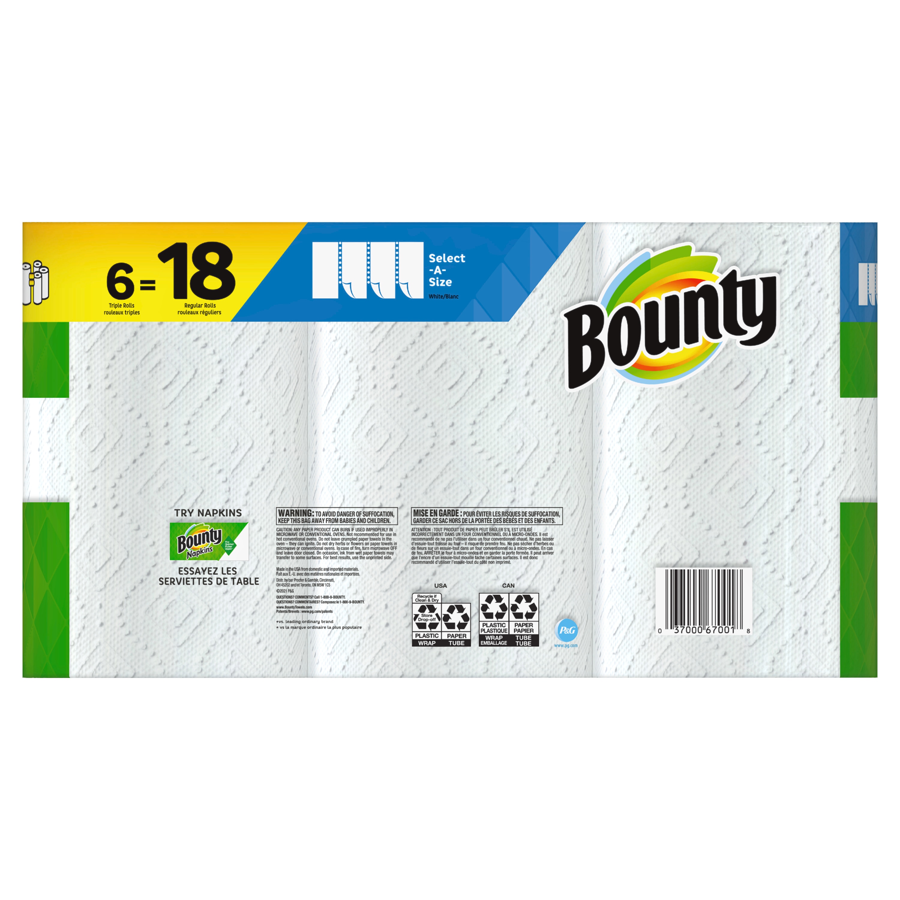 Bounty Select-A-Size Paper Towels, six triple rolls - Ralphs