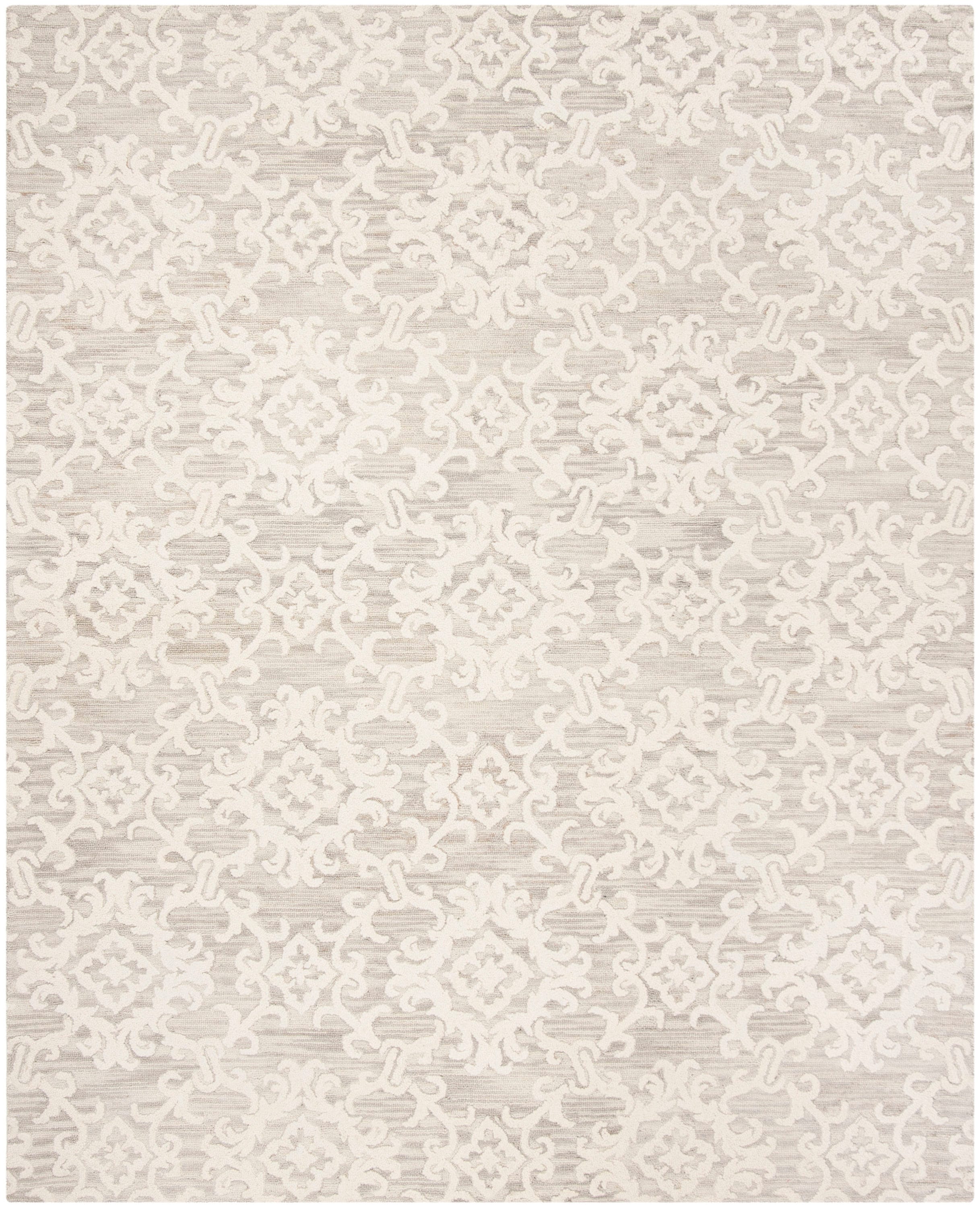 Safavieh BLM104A-8 Blossom Portmont 8 x 10 (ft) Tufted Wool Gray/Ivory Rectangular Indoor Floral/Botanical Farmhouse/Cottage Area rug