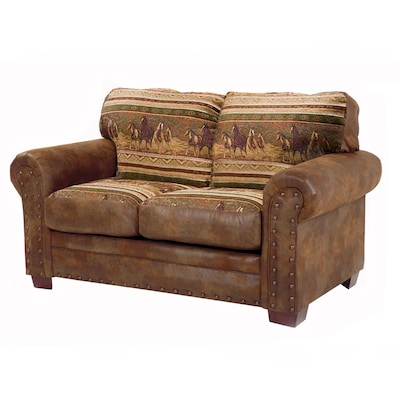 American Furniture Classics Wild Horses, Brown Microfiber Sofa And Loveseat