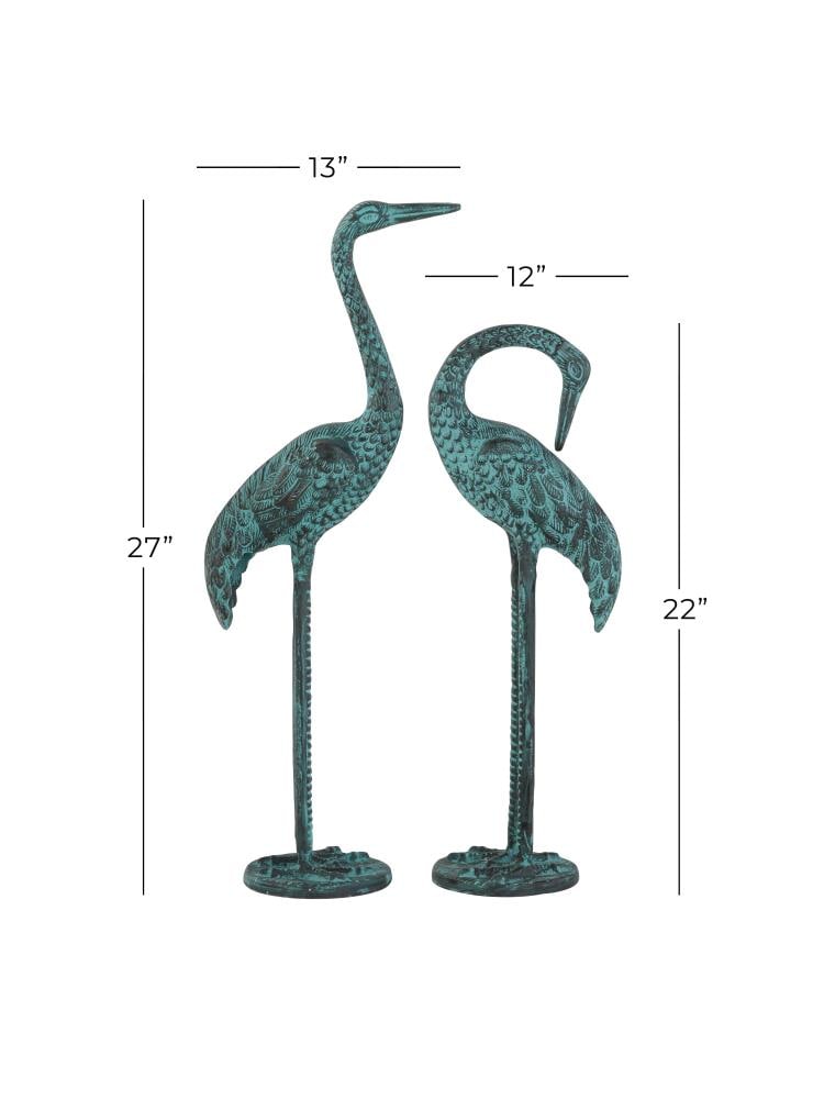 Grayson Lane Indoor/Outdoor Green Metal Crane Sculptures Set of 2: 27 ...