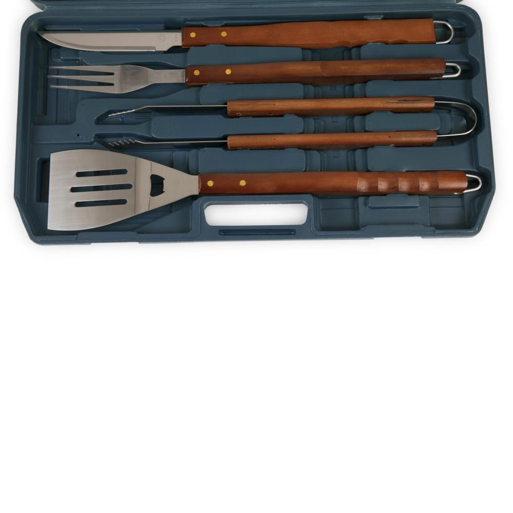 Picnic Time 18-Piece BBQ Grill Set with Wood Handles - Stainless Steel ...
