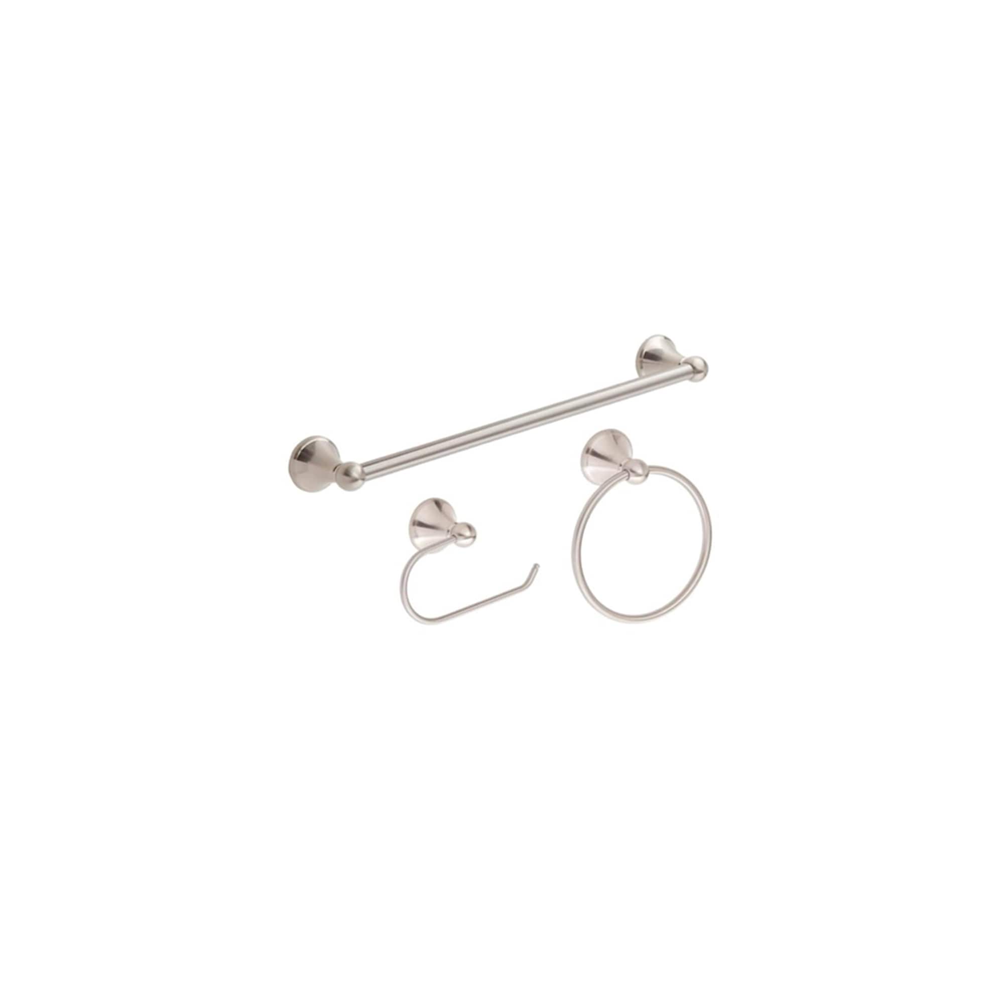 androme AD191M2CH3 Chrome Decorative Bathroom Hardware Set Towel Bar, Toilet Paper Holder, Towel Ring Included