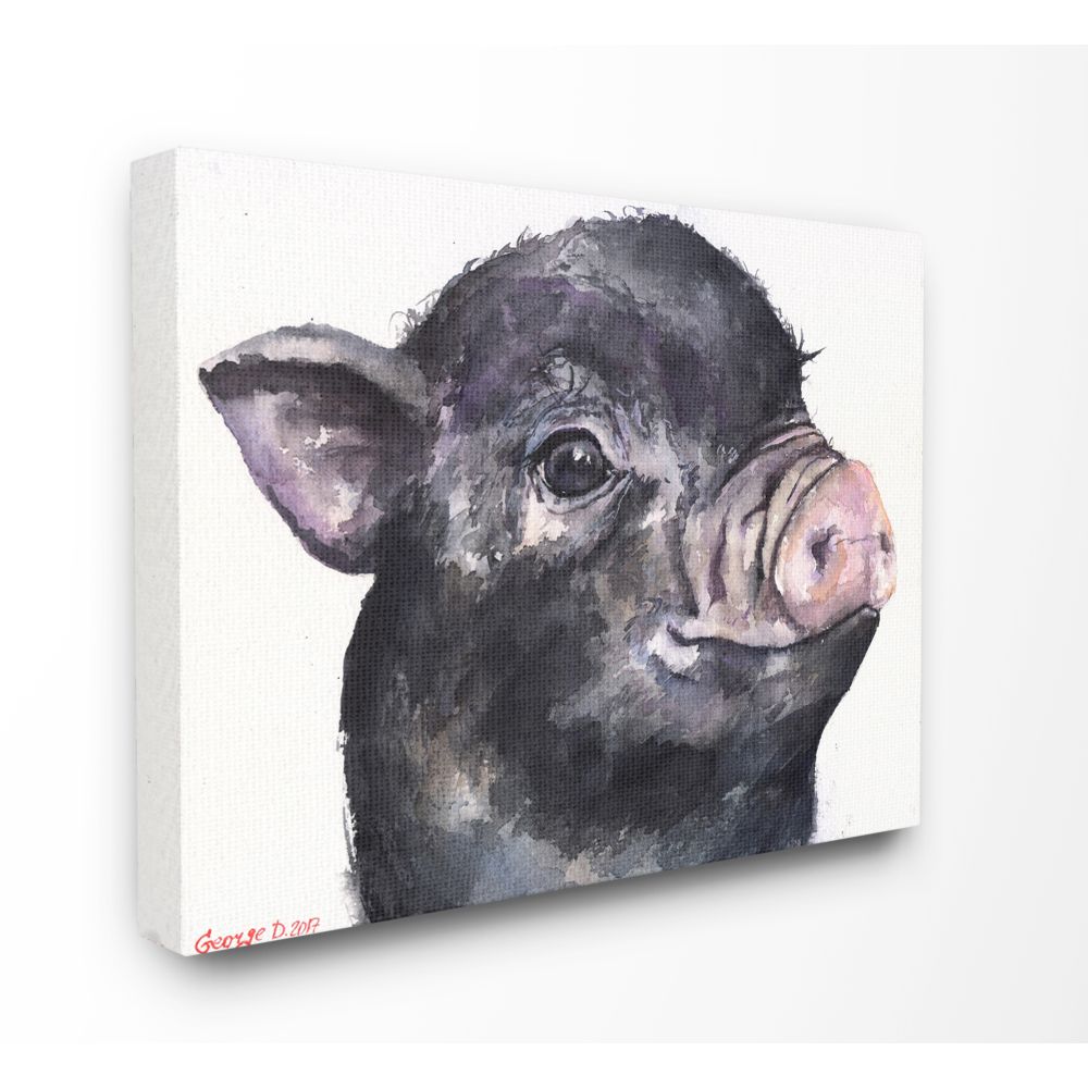 Design by George Dyachenko Black Framed Wall Art 24 x 30 Stupell Industries Baby Piglets Smiling Adorable Farm Animals Pink