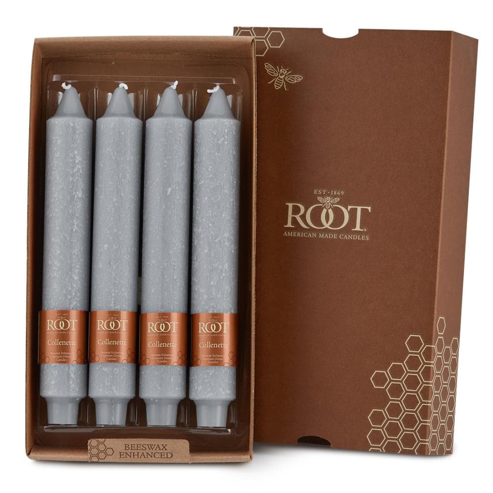 Root Candles 519PLT 4-Pack Gray Taper Candle