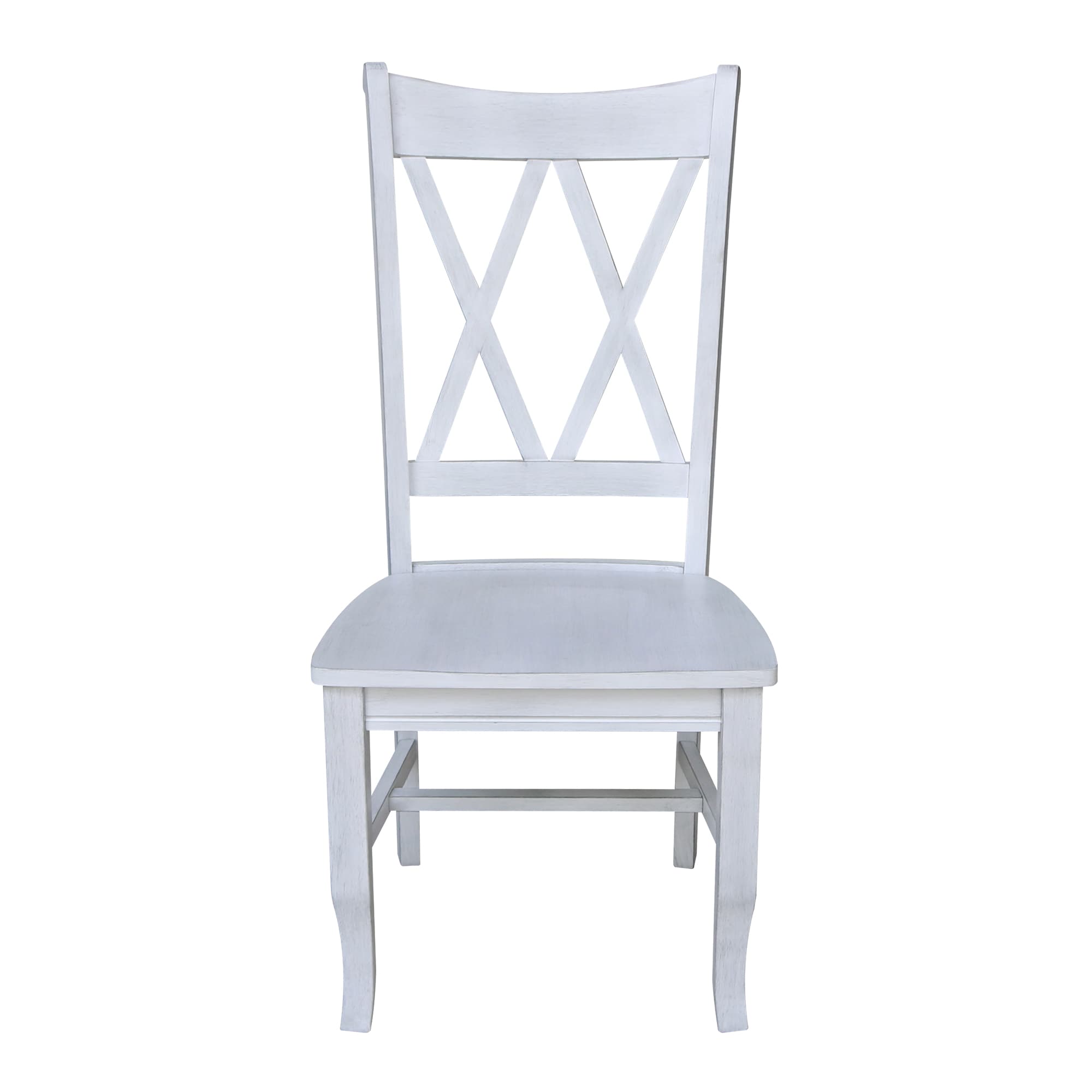 Elegant White Cross-Back Upholstered Side Chair in Solid Wood