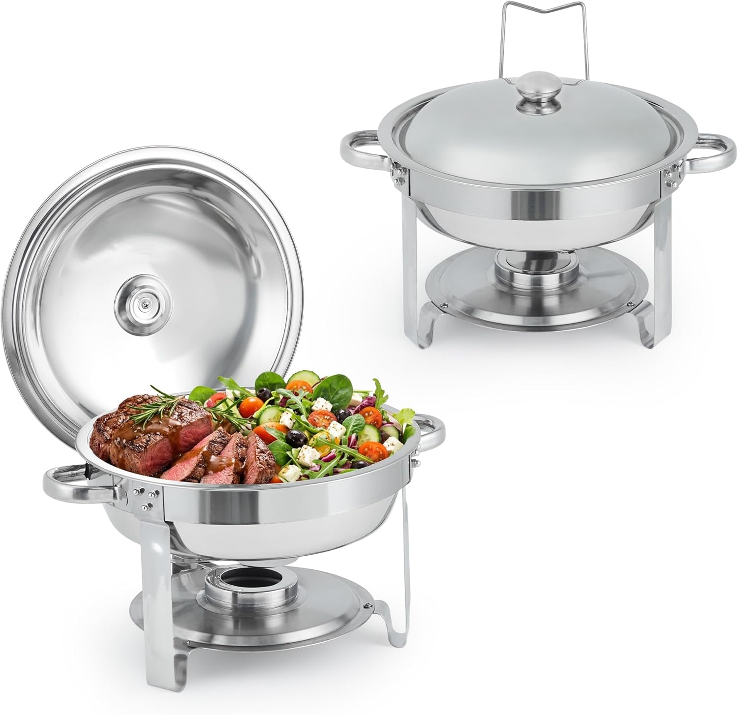 GAOMON Round Chafing Dish Set 2 Pack 5 QT Stainless Chafer Food Warmer ...