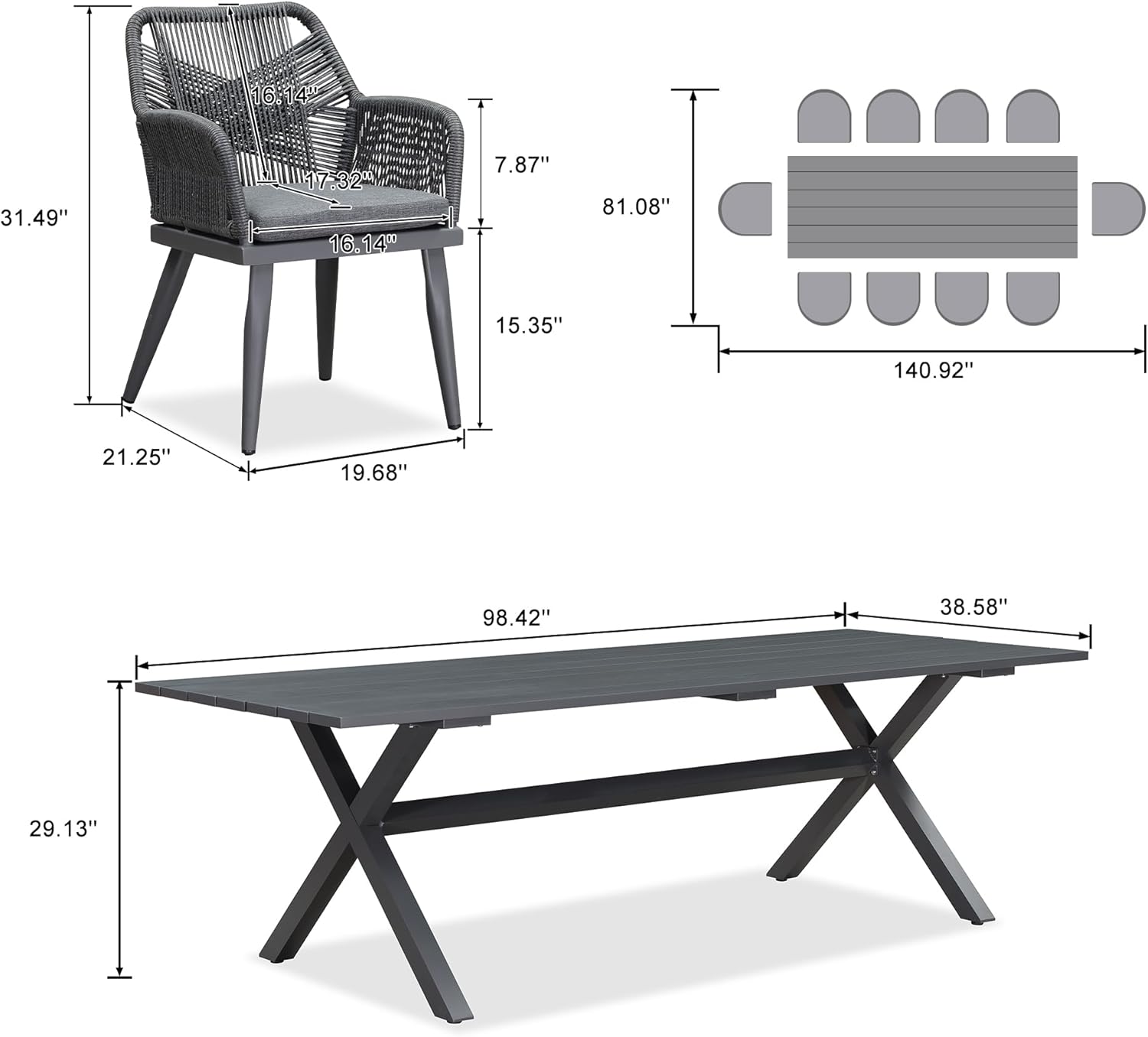 PURPLE LEAF LS01-RVR11-250-GY Patio-Dining-Sets - View #8