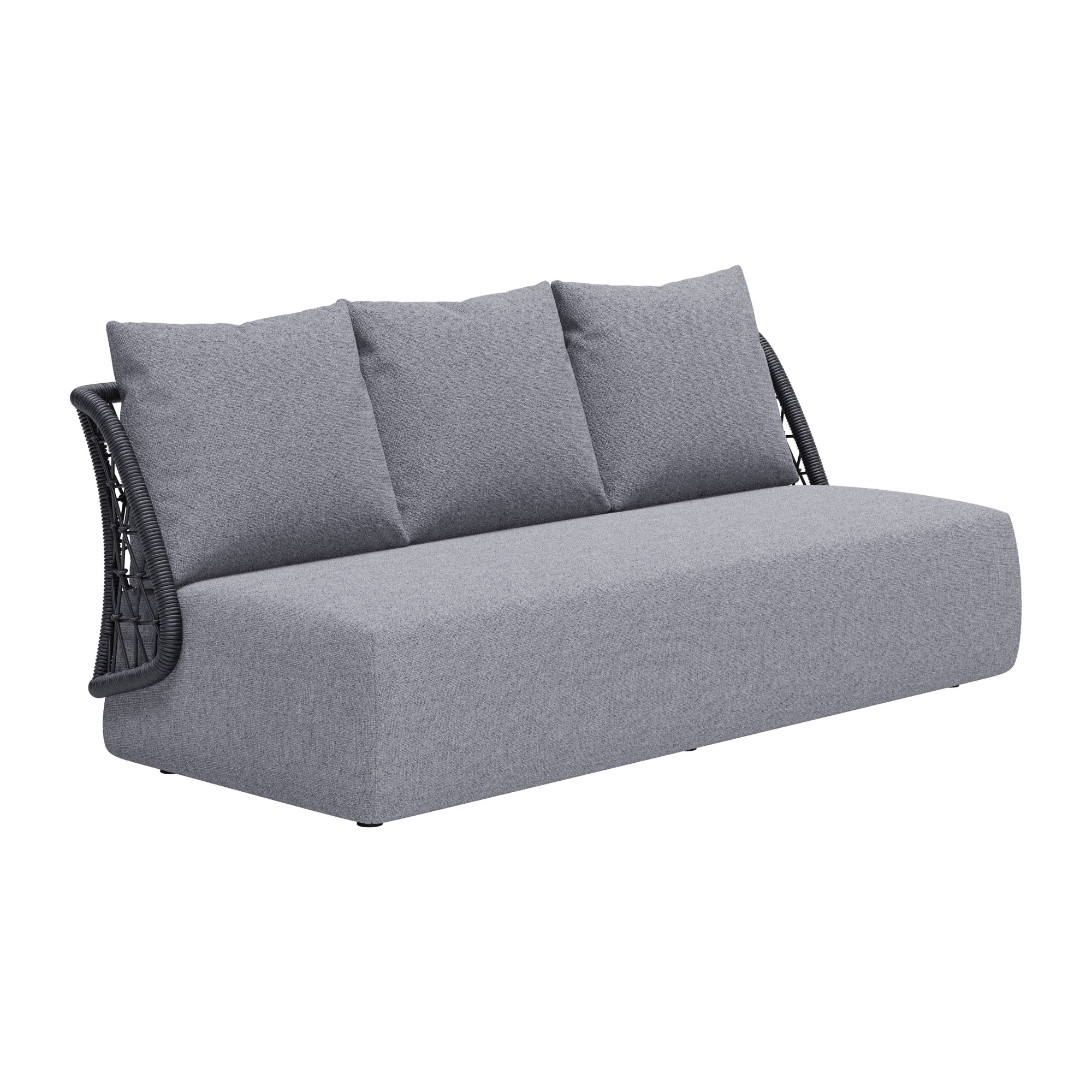 ZUO 704023 Mekan Outdoor Sofa with Black Cushions and Aluminum Frame