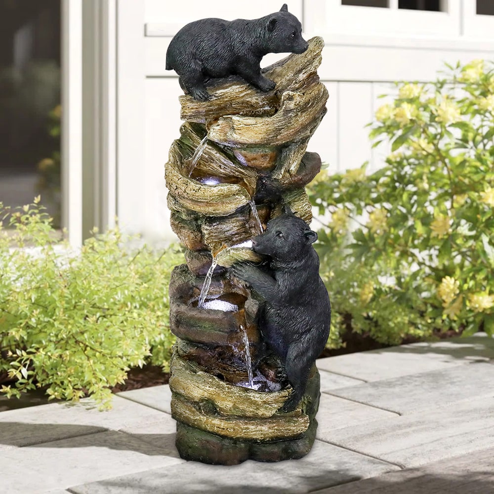 Watnature 39.3-in H Resin Water Rock Outdoor Fountain Pump Included in ...