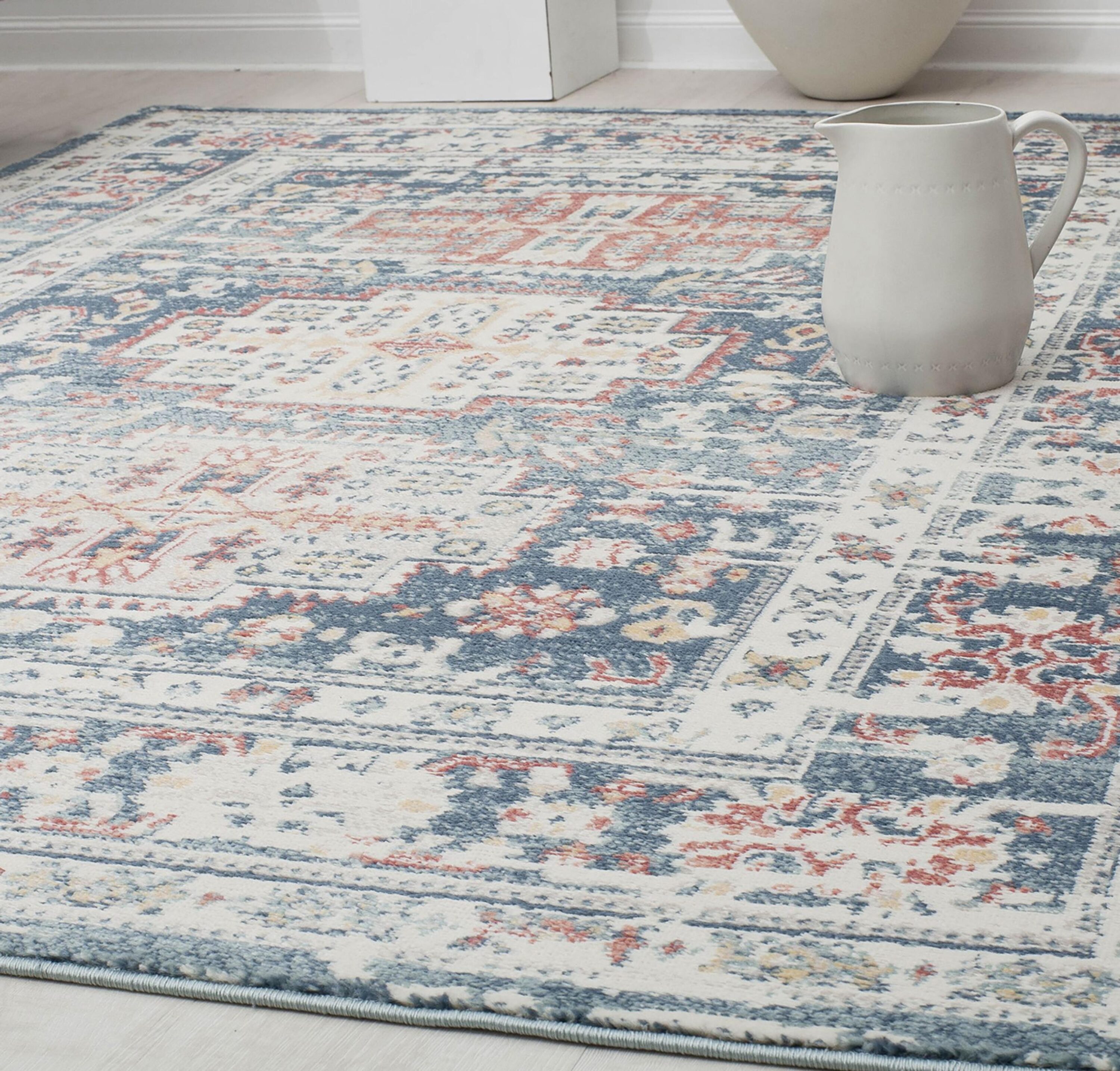 Prussian Sundara Rectangular Stain-Resistant Synthetic Area Rug