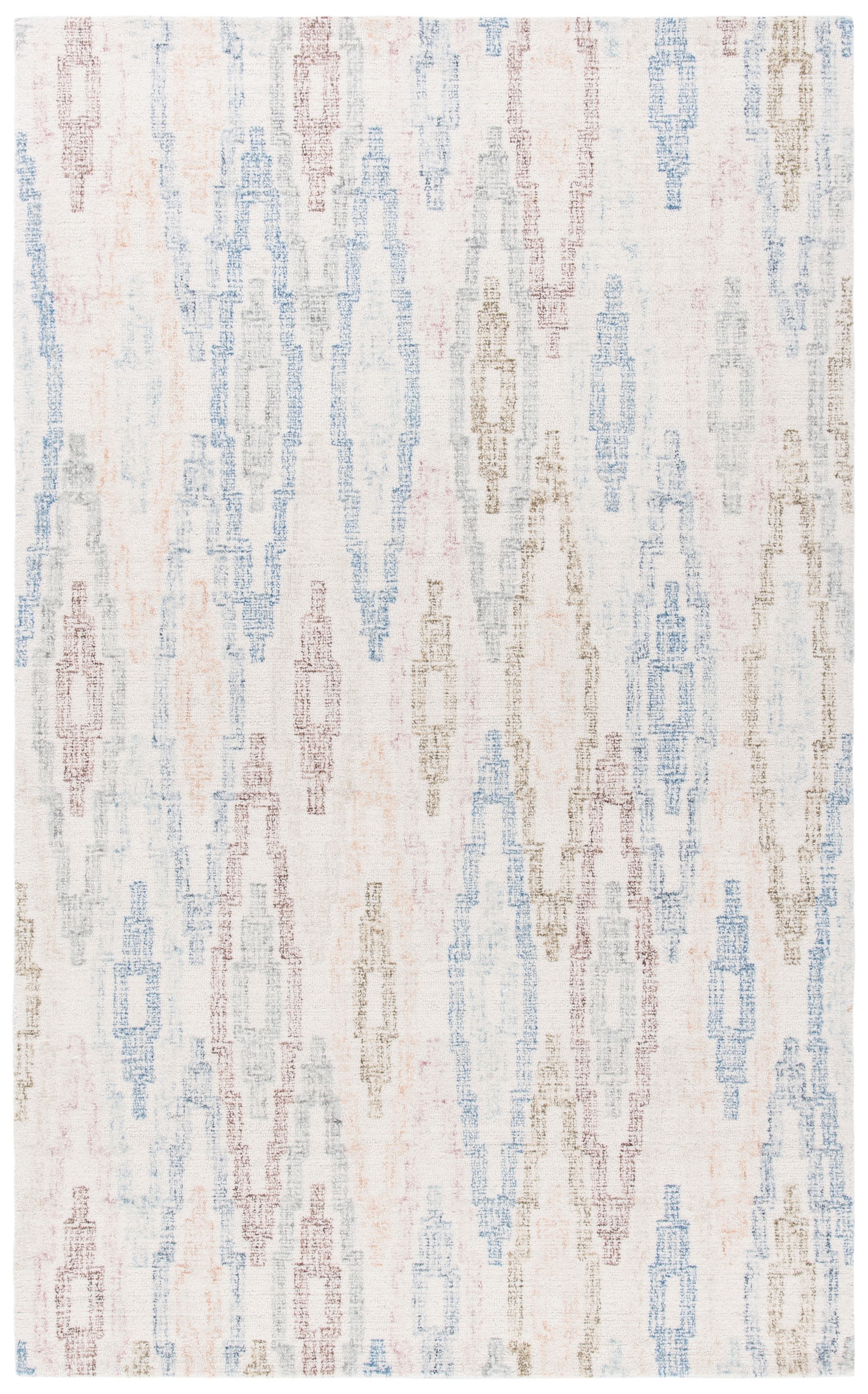 Bryanne Ivory and Blue Hand-Tufted Wool Area Rug, 4' x 6'