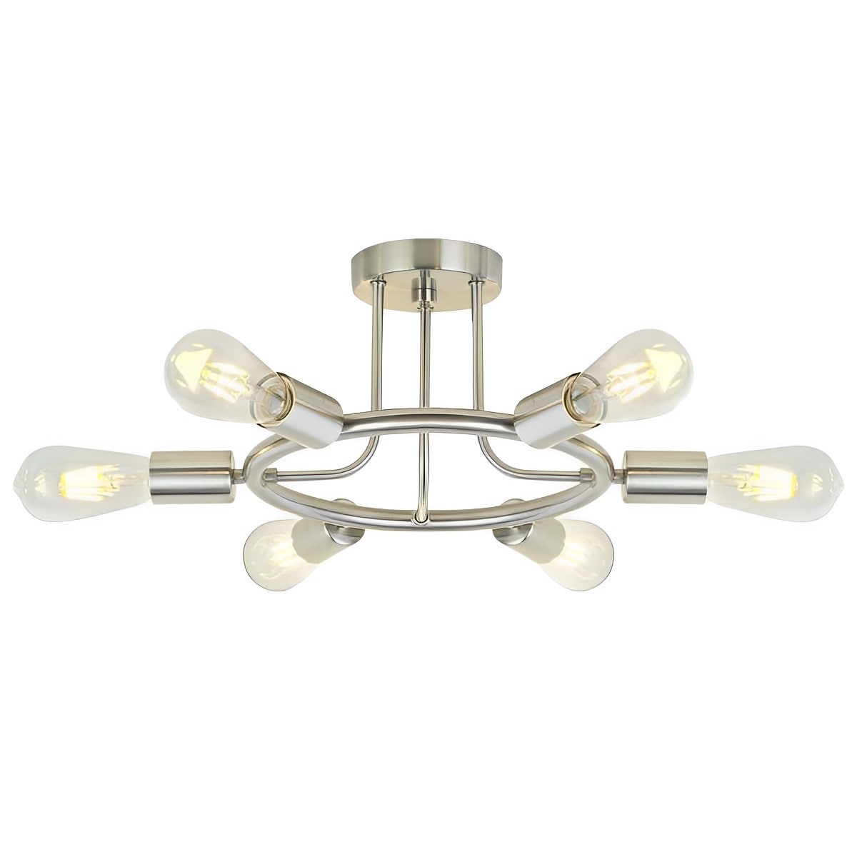 YANSUN LA-BX06101FNK-11 6 -Light 17.3-in Chrome Semi Flush Mount Light