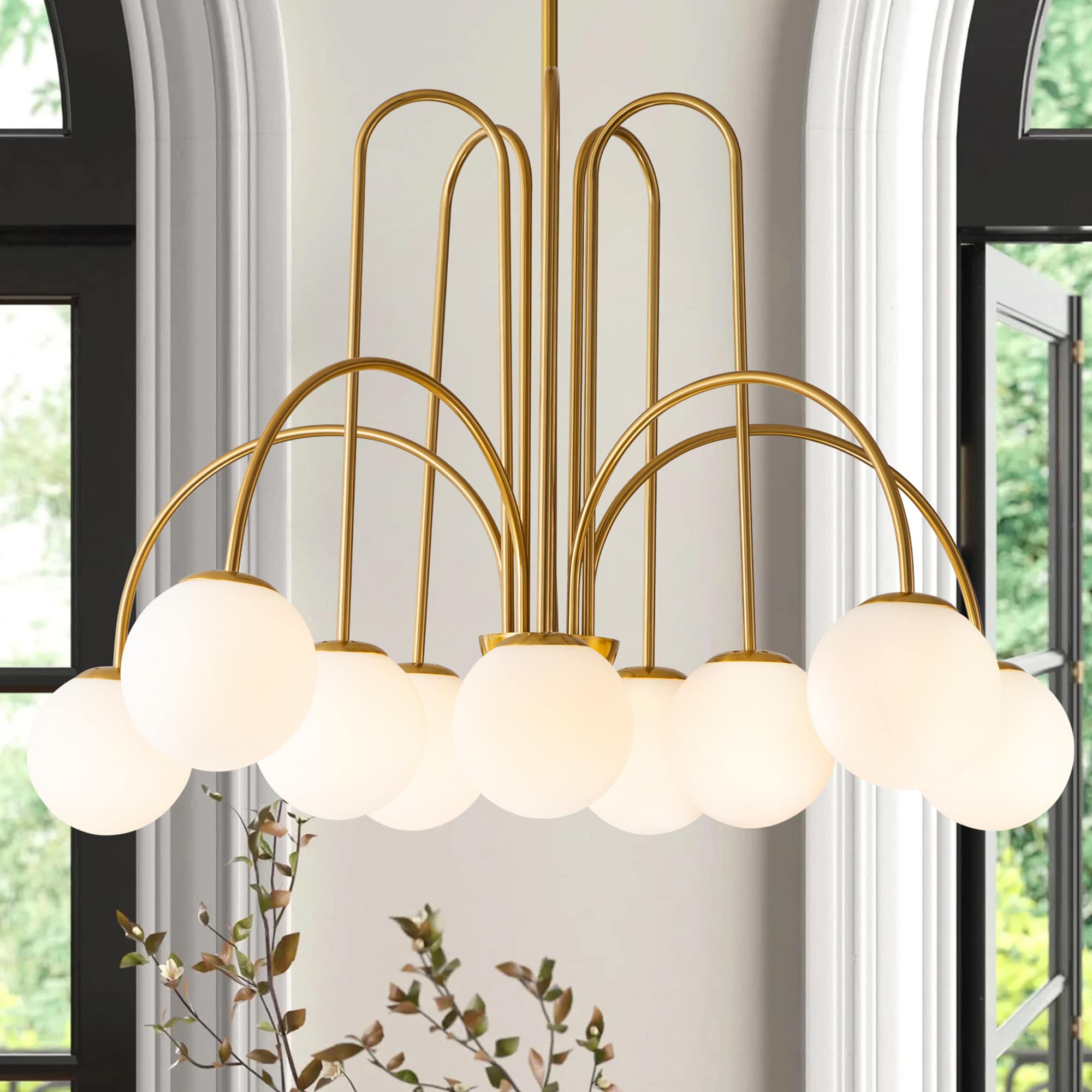Rennnsan CL810144648 Ayden 10 -Light Brushed Gold Modern/contemporary For Use in Bedrooms, Dining Rooms, Foyers, Kitchens, Living Rooms Chandelier