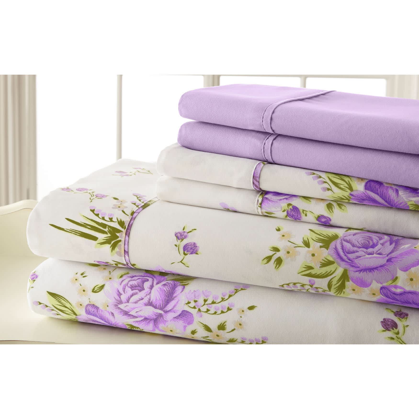 BrylaneHome 196696531888 6-pc Traditional Floral Sheet Set
