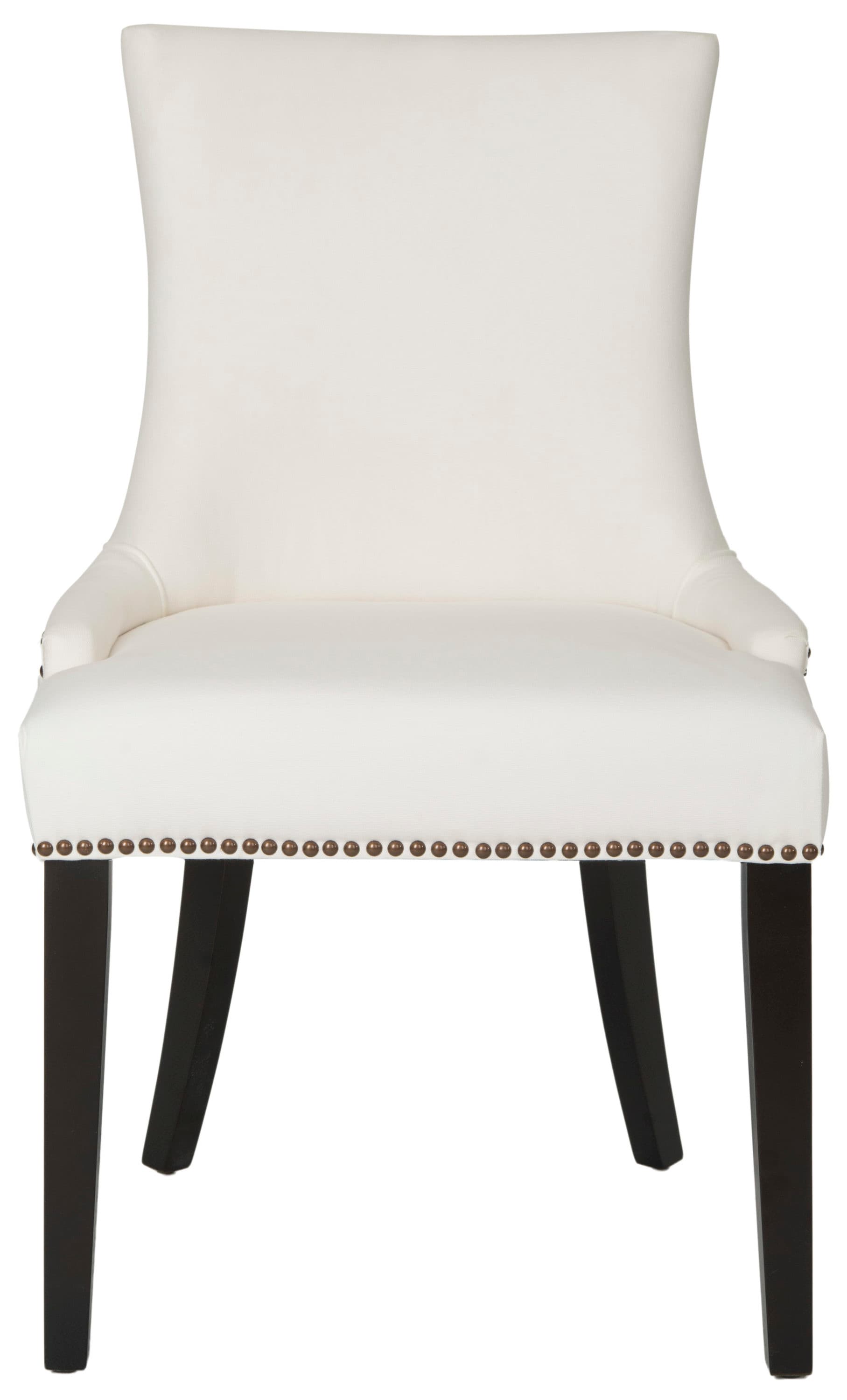 Elegant Sloped Arm White Velvet Upholstered Side Chair with Espresso Wood Legs