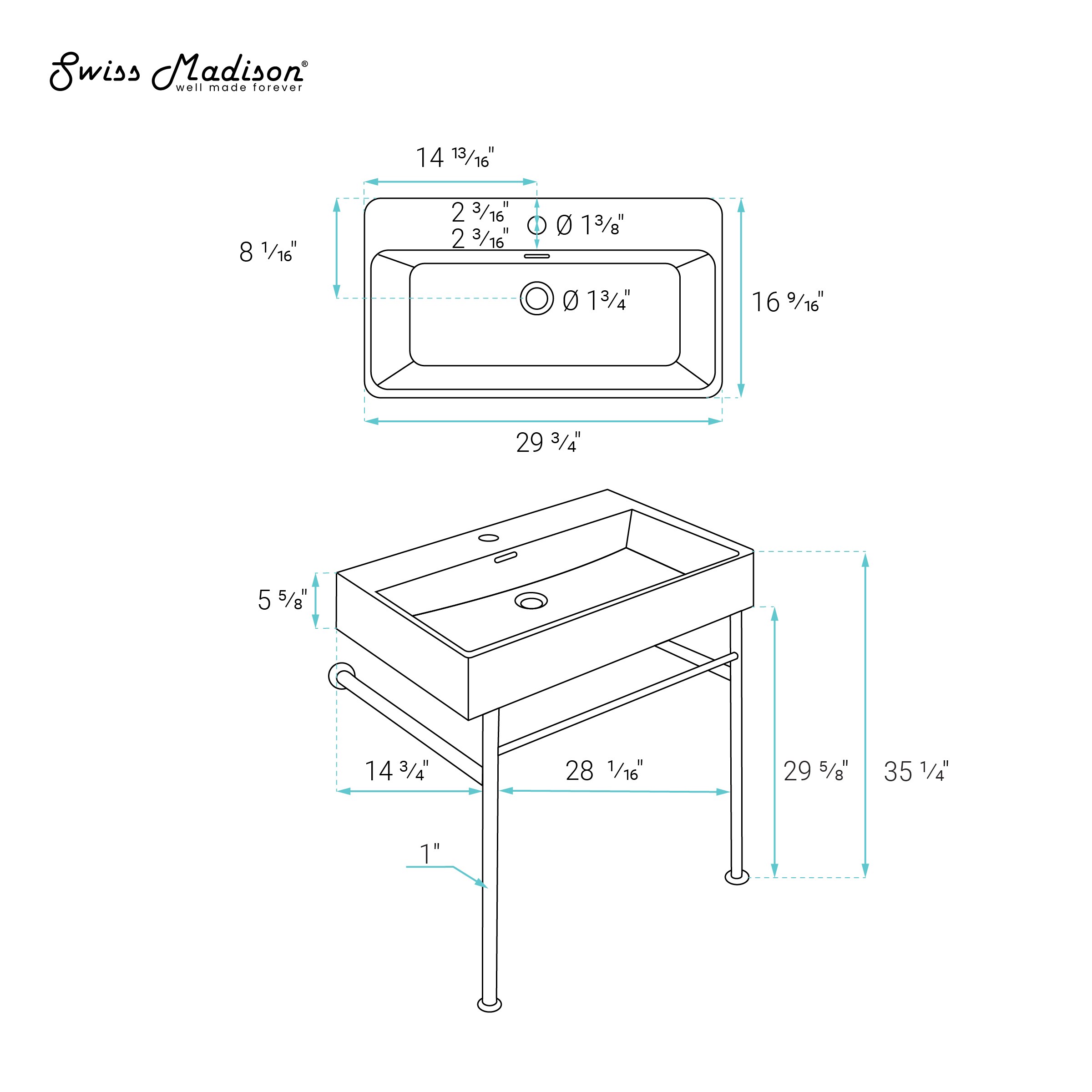 Swiss Madison SM-25-CSREI06BK Console-Sinks - View #7