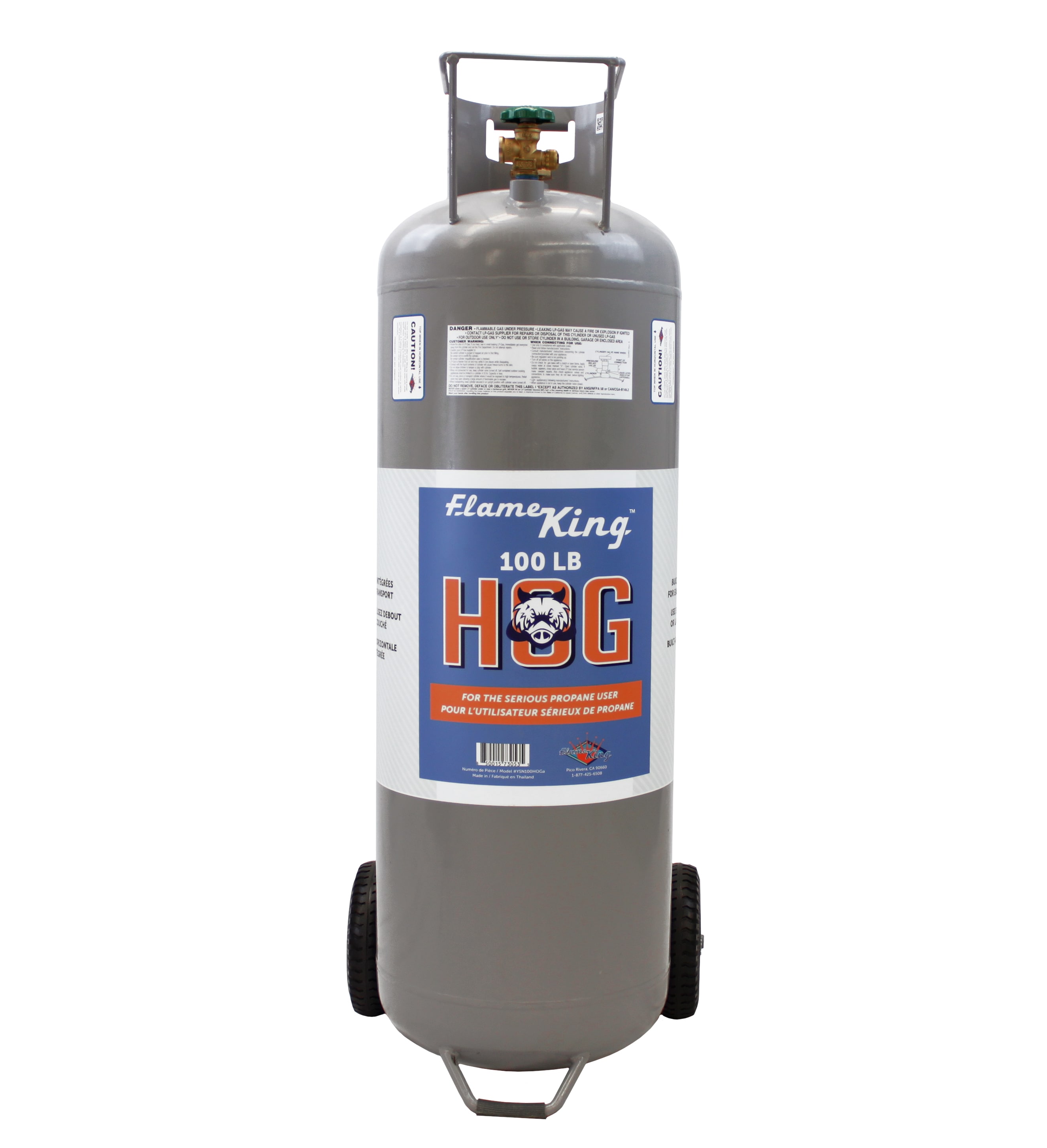 Flame King YSN100HOGA 100LB Horizontal/Vertical LP Cylinder w/ POL Valve Steel Propane tank