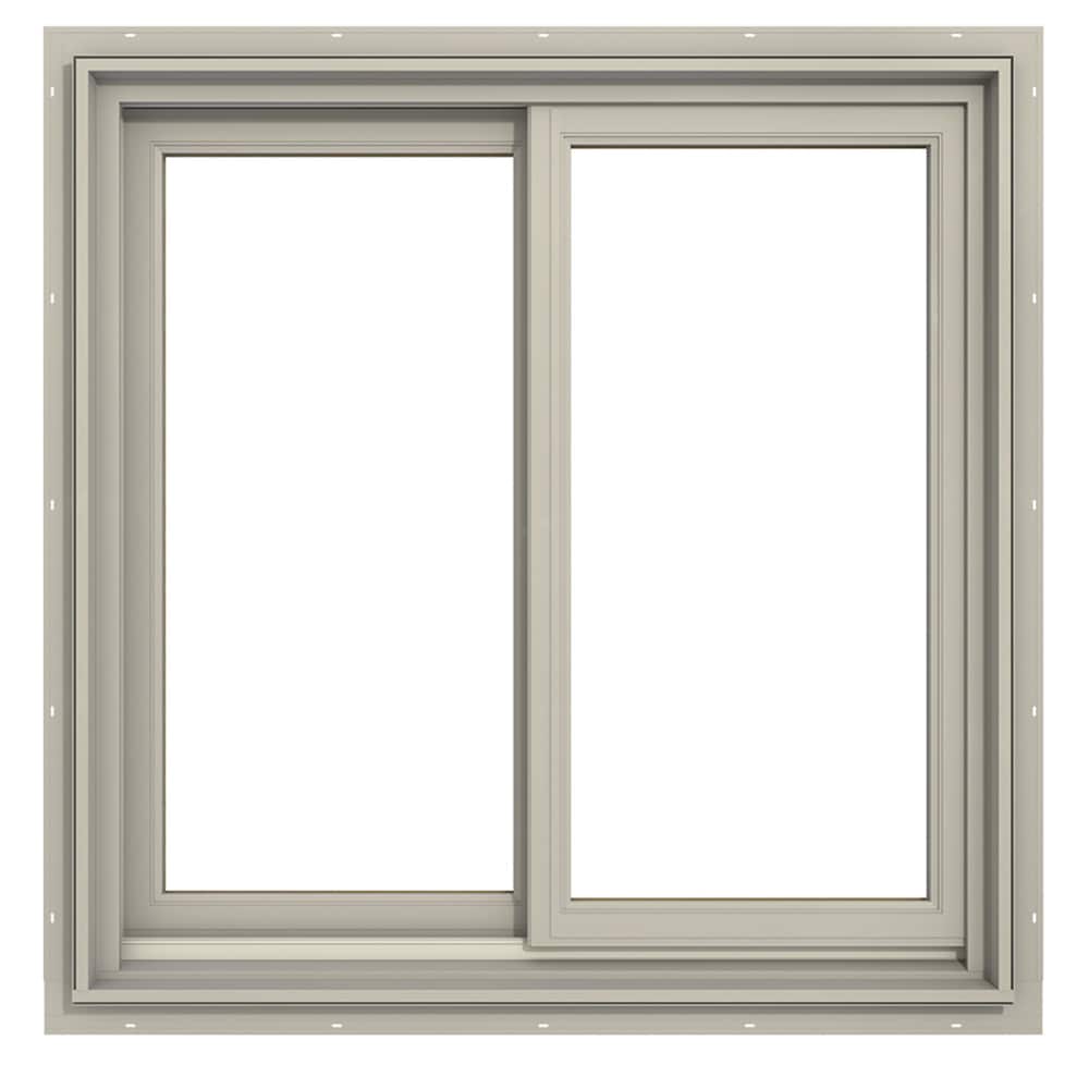JELD-WEN LOWOLJW140500136 W-5500 Desert Sand Exterior Natural Unfinished Pine Interior Left/Right Handed Aluminum-clad Sliding Window Annealed Glass (Full Screen Included)