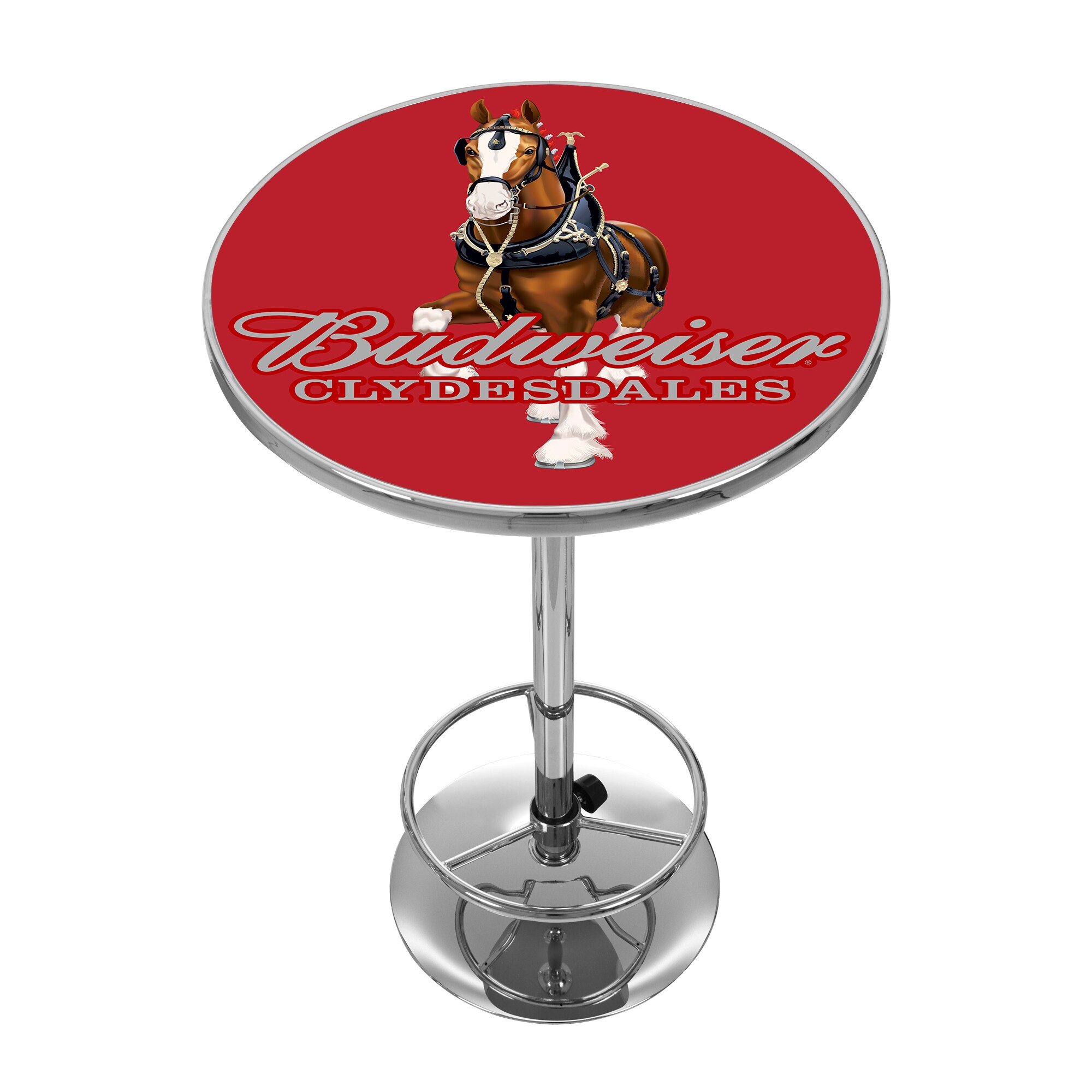 Pub Tables Chrome Round Traditional Bar Table, Composite with Metal Base | - Trademark Gameroom AB2000-CLY-R