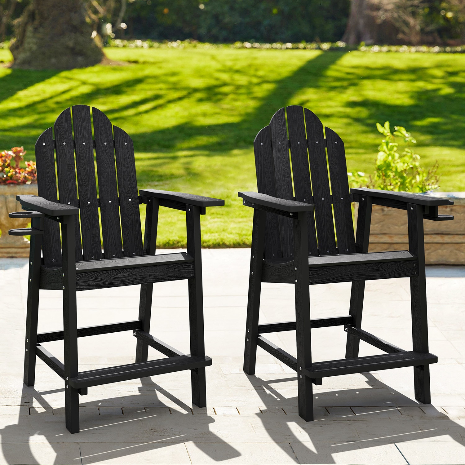 LUE BONA The Adirondack Set Of 2 Black Plastic Frame Stationary   64206202 