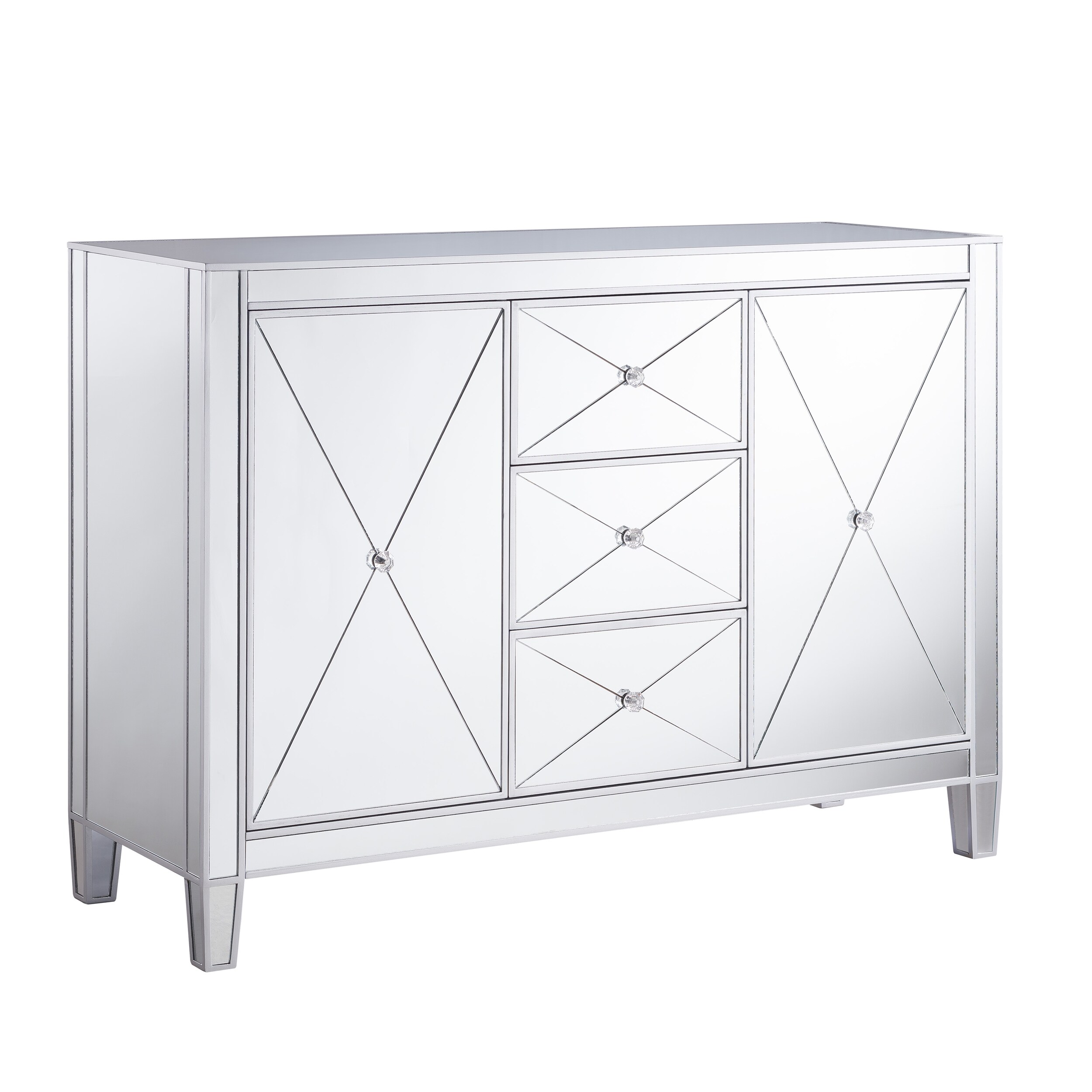 Boston Loft Furnishings Baling Mirrored with Matte Silver Trim 3-Drawer Accent Chest