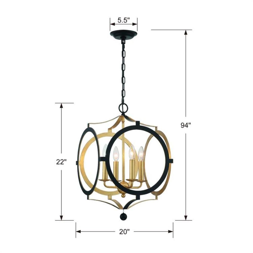 Elegant Black Crystal 4-Light Candelabra Chandelier