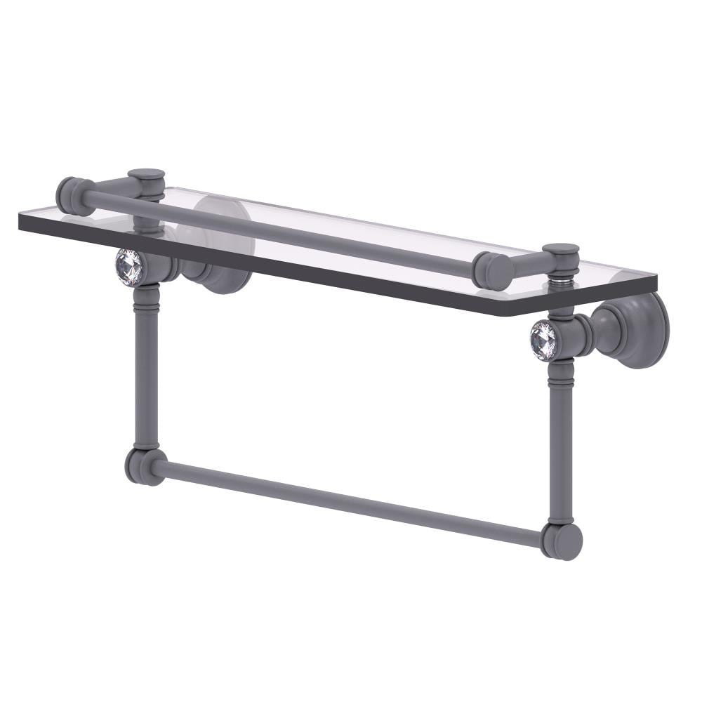 Allied Brass CC-1-16-TB-GAL-GYM Carolina Crystal Matte Gray Wall mount Bathroom Shelf ( 16-in x 7.4-in x 5-in )