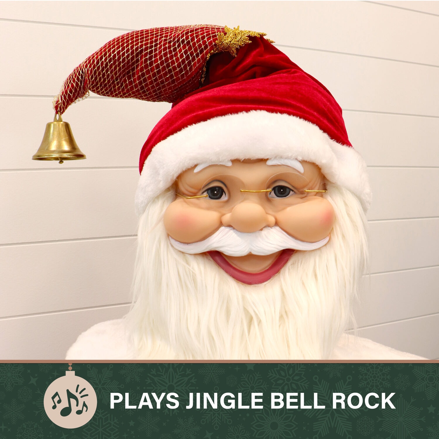 58" Red Velvet Dancing Santa with Bear and Wreath