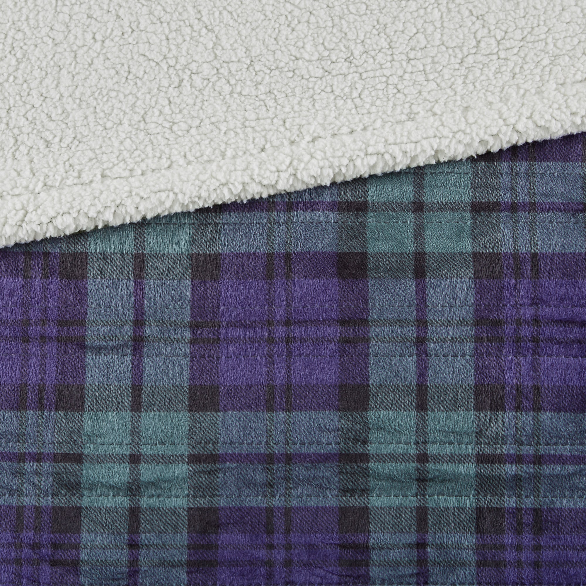 60" x 70" Blue Green Plaid Electric Heated Throw Blanket