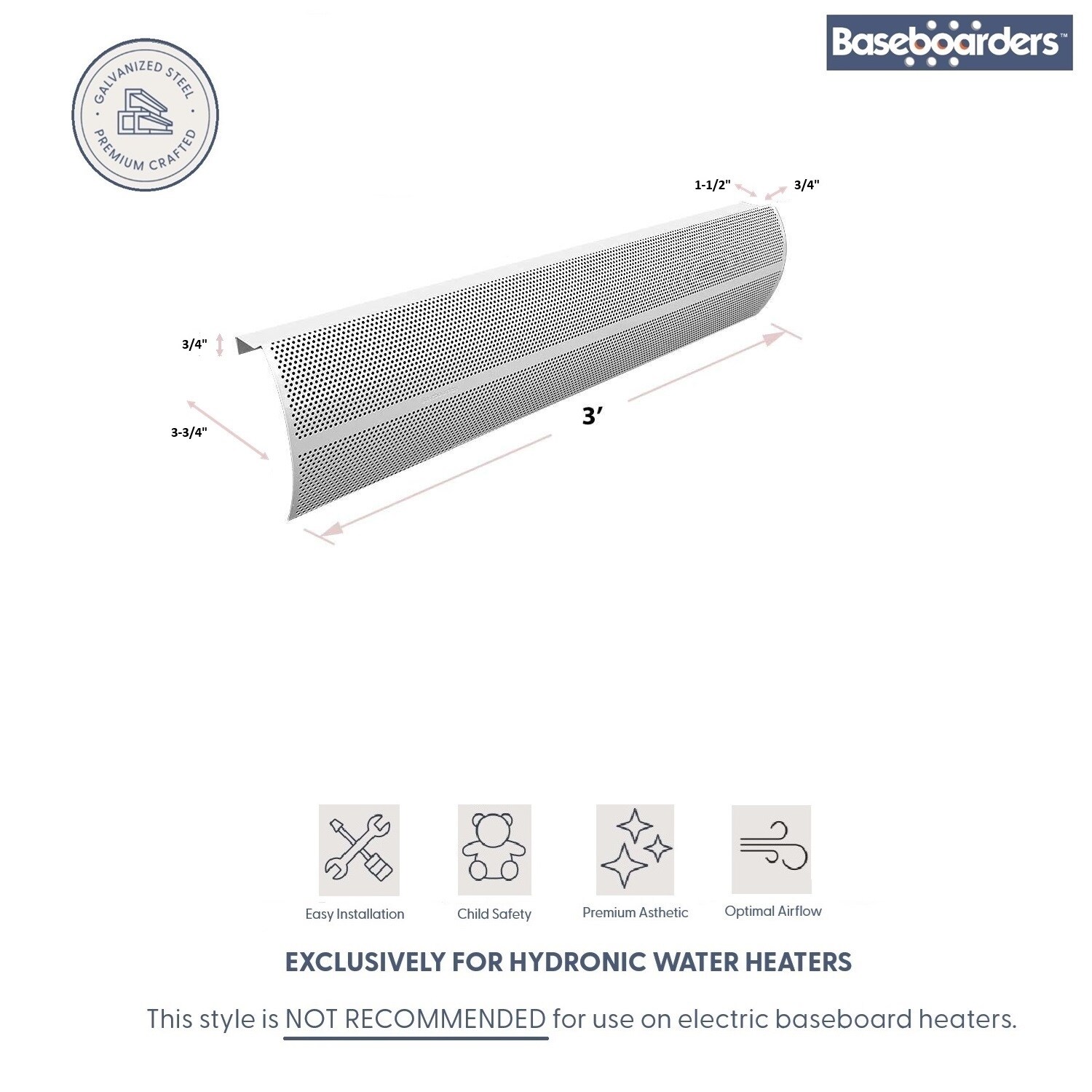 Baseboarders BA001-36-WHT Baseboard-Heater-Covers - View #2
