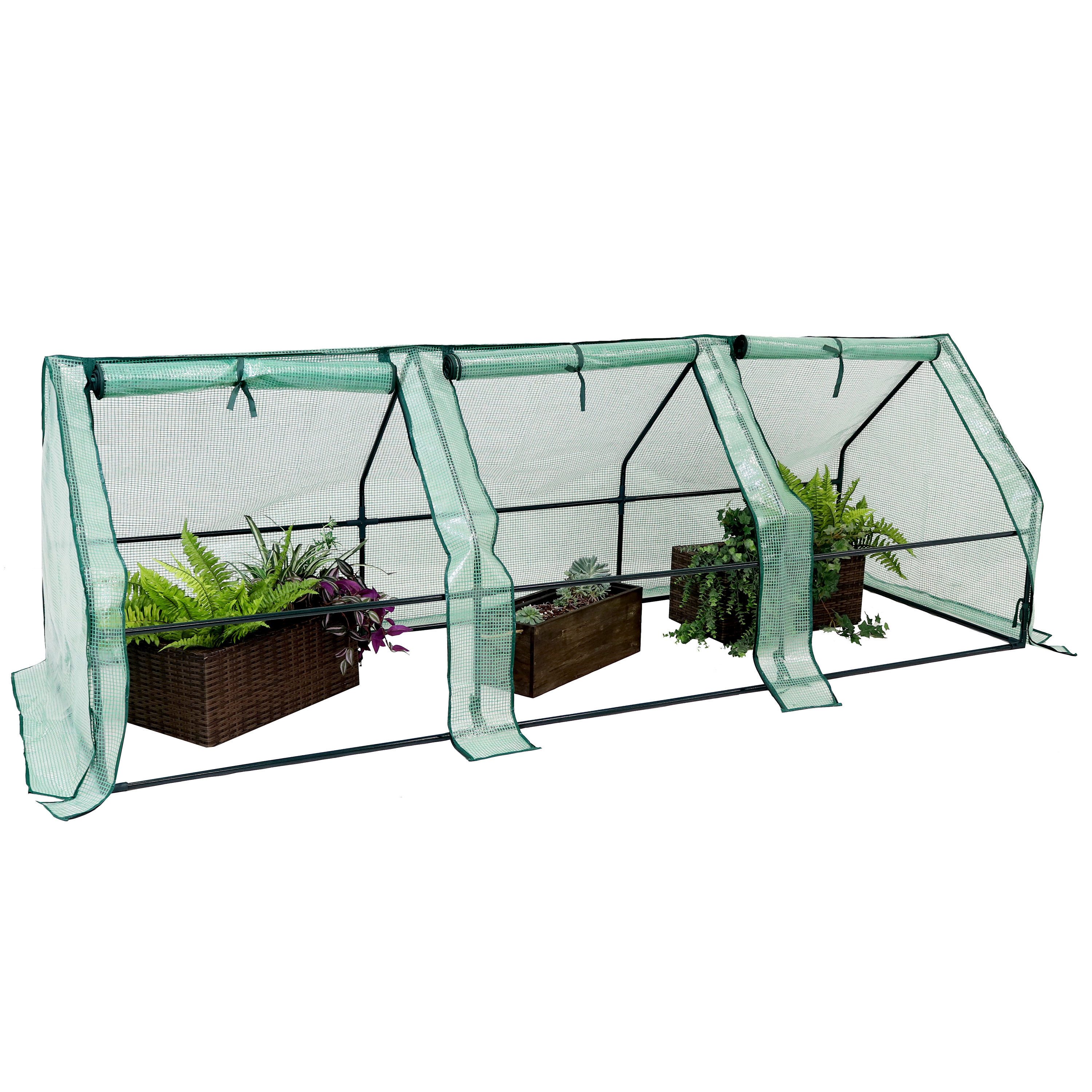 Sunnydaze Decor HGH-007 2.8-ft L x 8.8-ft W x 2.9-ft H Green Pop-up Greenhouse