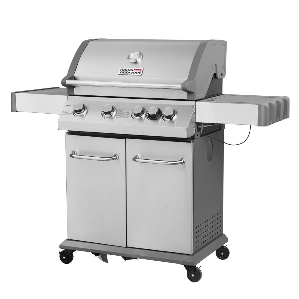 Royal Gourmet Silver 4-Burner Gas Grill with 1 Side Burner in the Gas ...