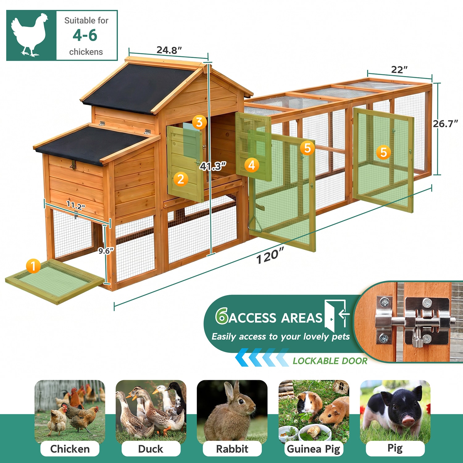 GZMR GZ-TPW91AE Chicken-Coops-Rabbit-Hutches - View #8